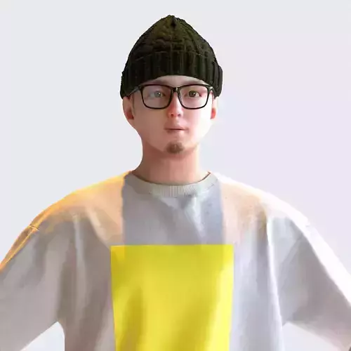 Asian Casual Man in A-pose 3 - C1-M3Y A 3D model