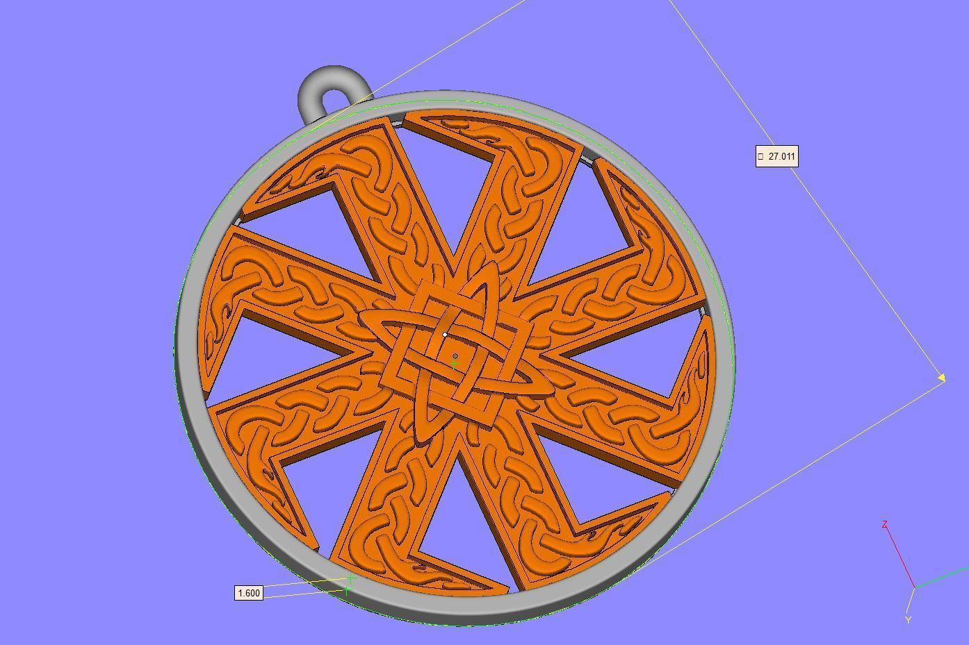 pendant Celtic motif small cnc 3D print model_5