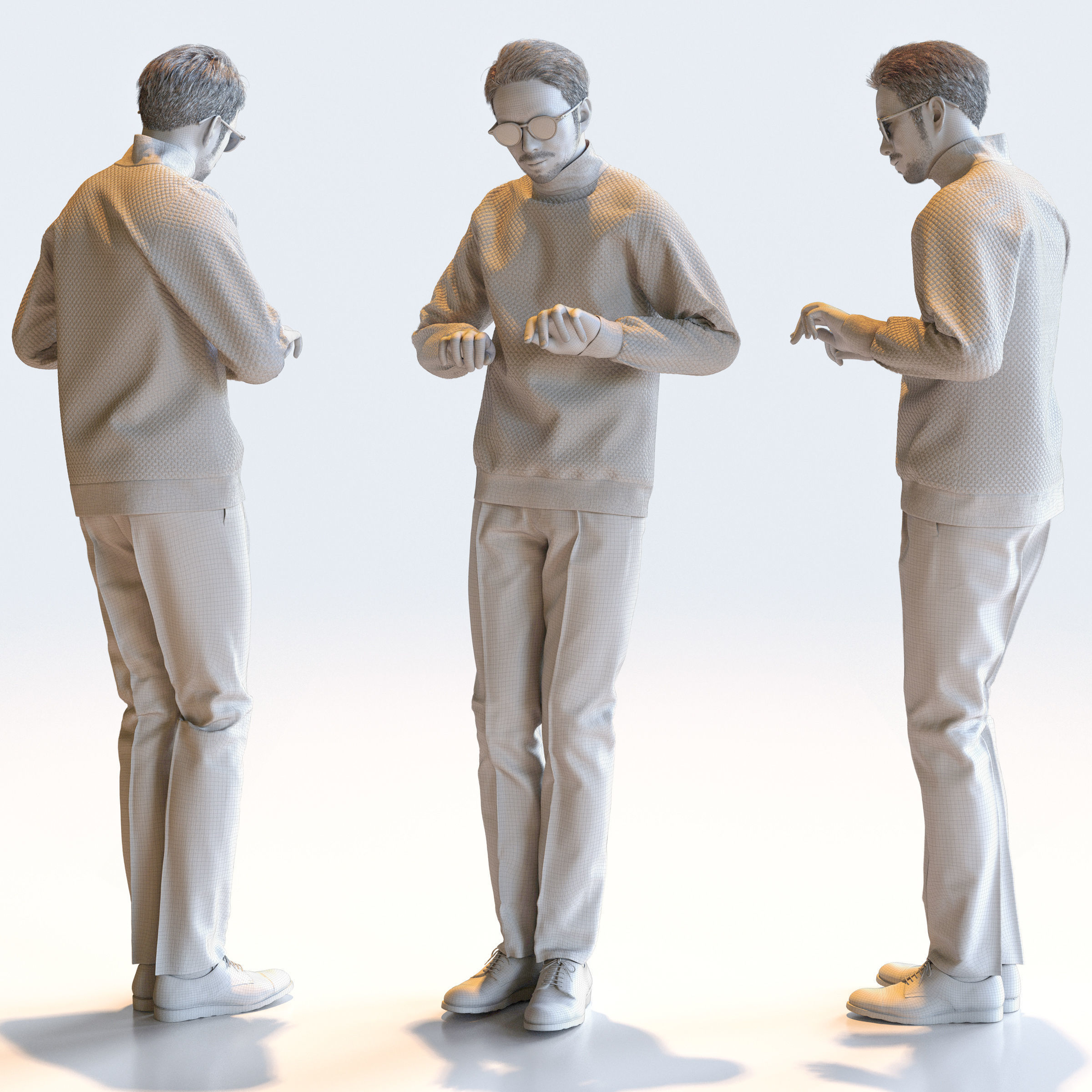 Posed Asian Casual Man - 5 Pack 4 - C1-M4G 3D model_12