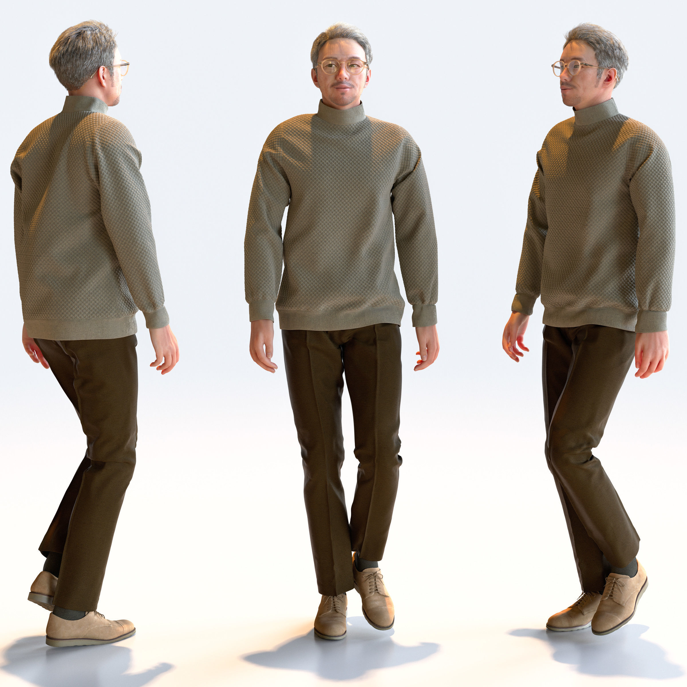 Posed Asian Casual Man - 5 Pack 4 - C1-M4G 3D model_19
