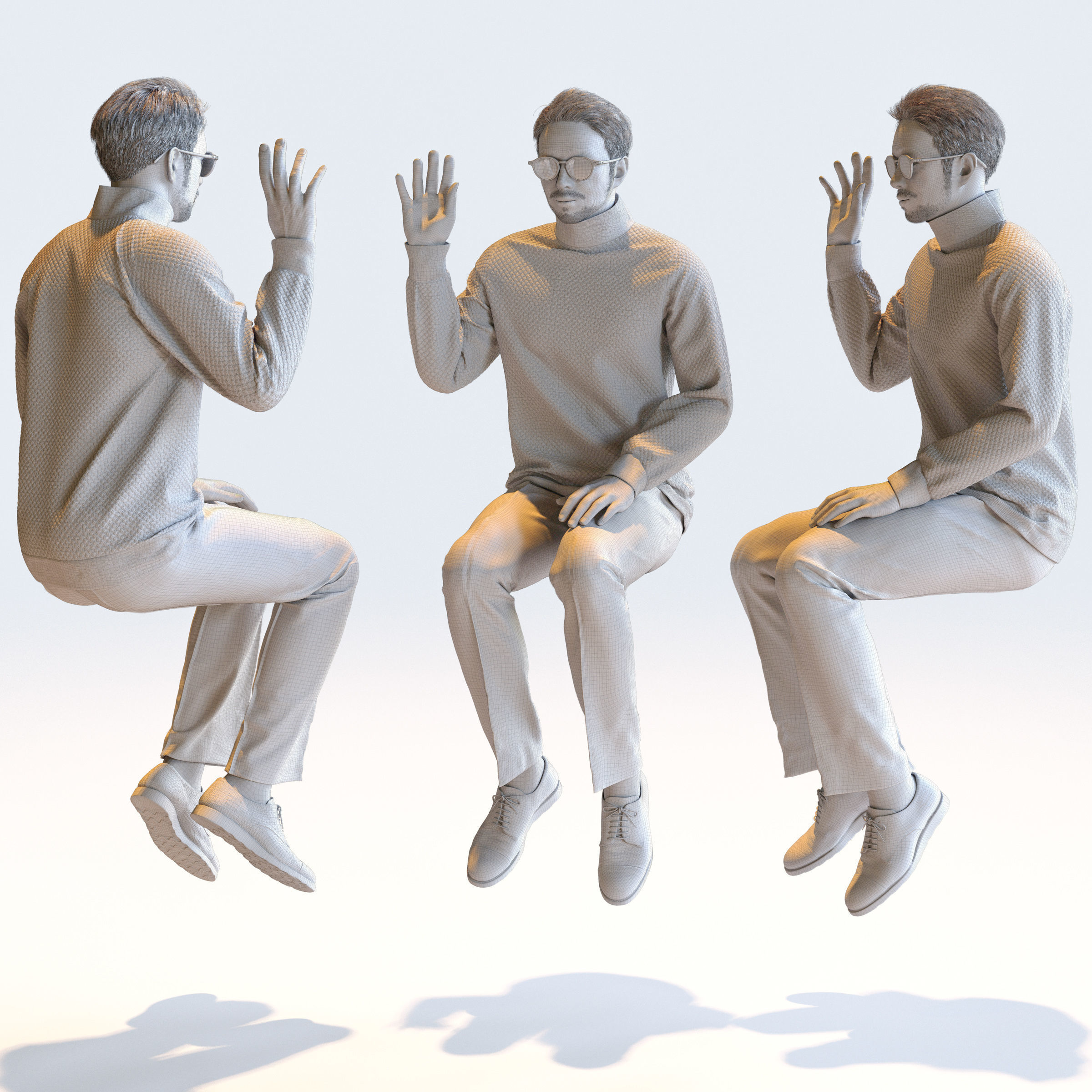 Posed Asian Casual Man - 5 Pack 4 - C1-M4G 3D model_8
