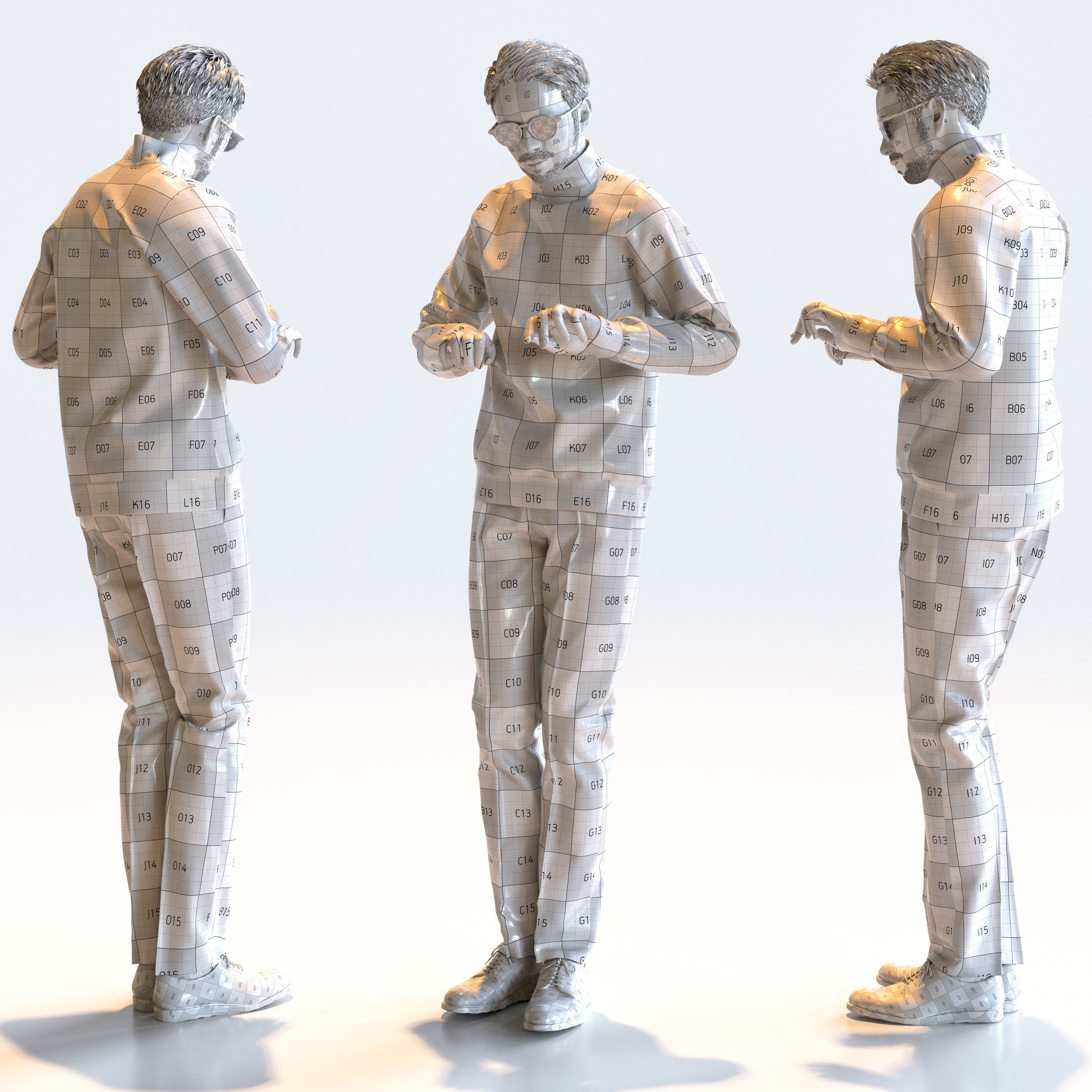 Posed Asian Casual Man - 5 Pack 4 - C1-M4G 3D model_13