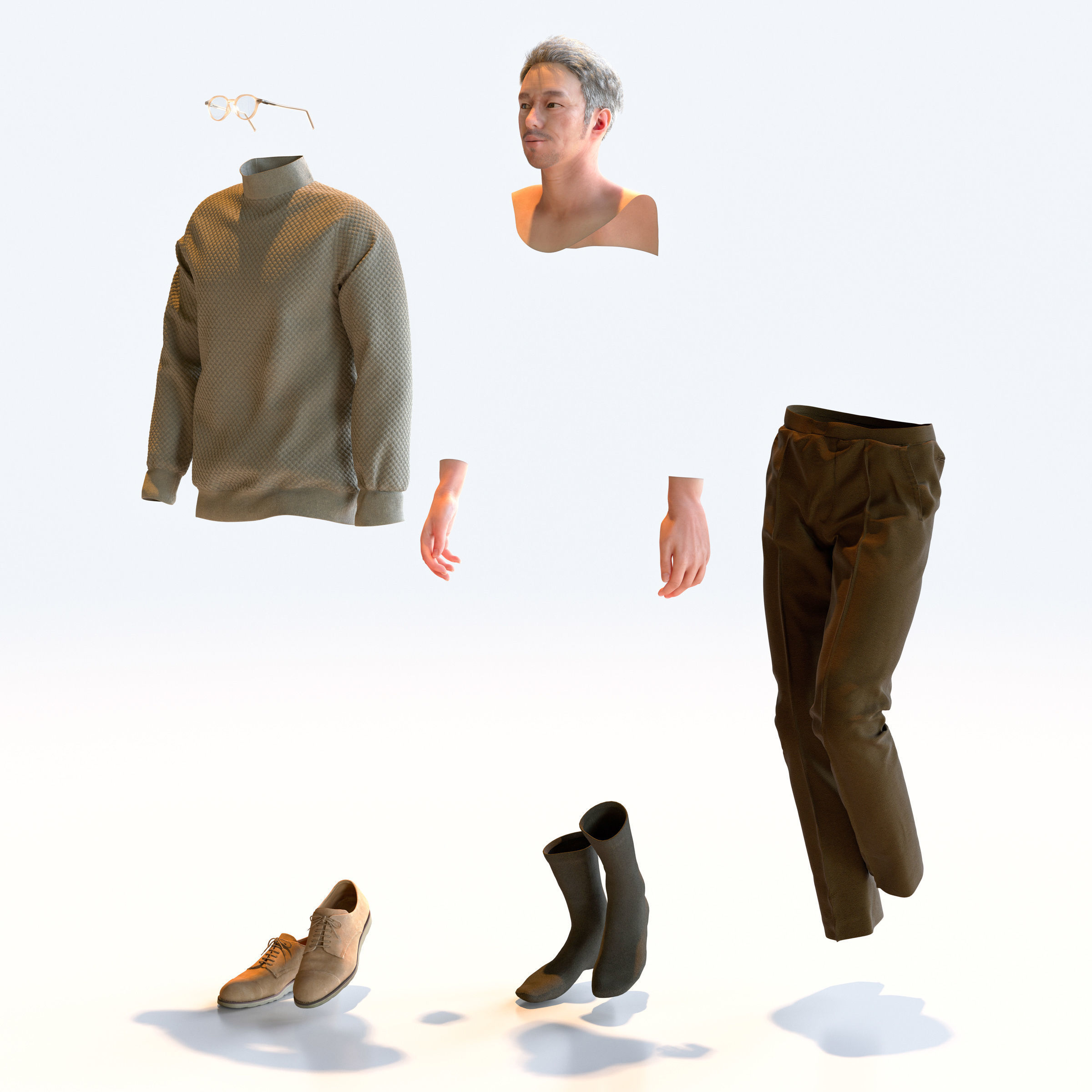 Posed Asian Casual Man - 5 Pack 4 - C1-M4G 3D model_22