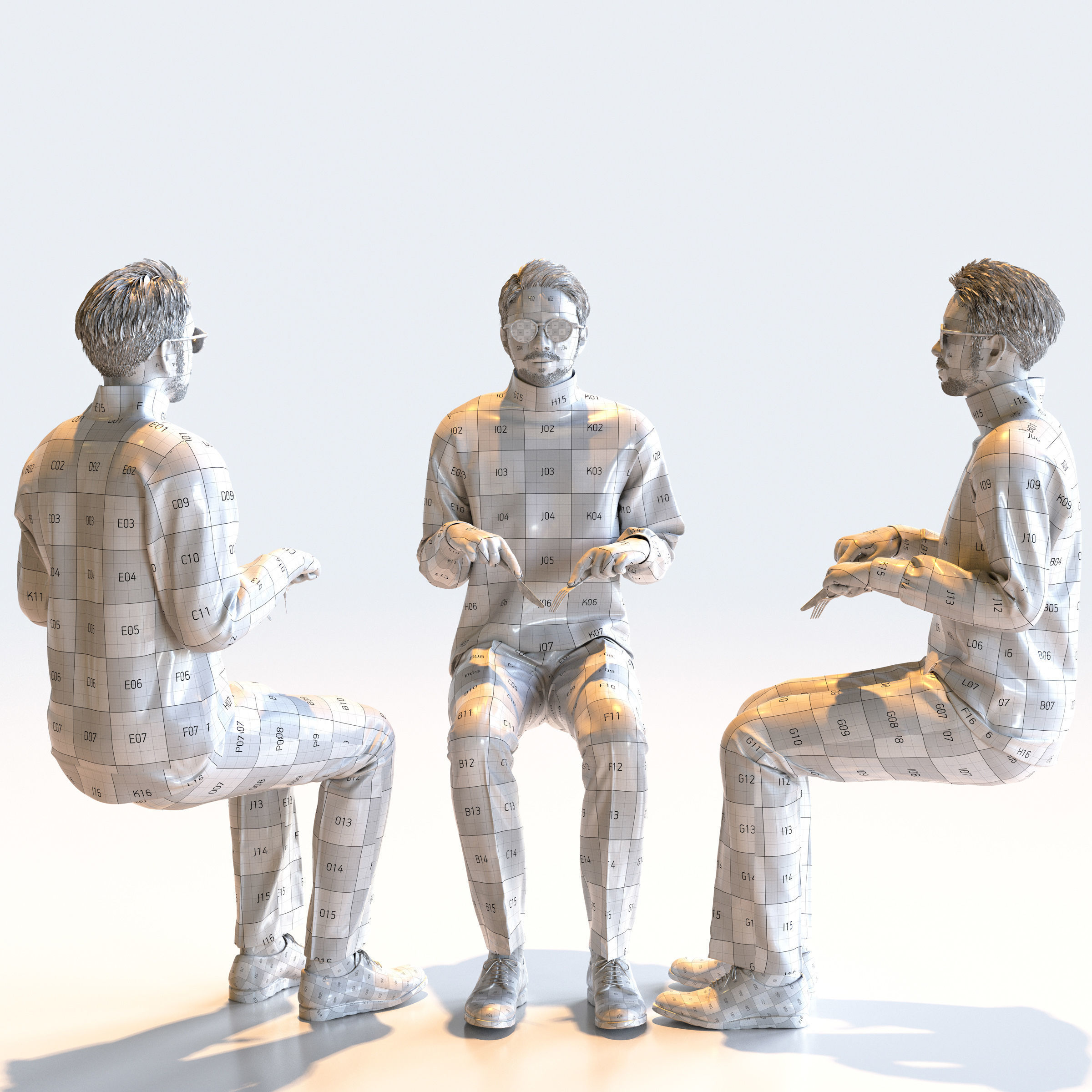 Posed Asian Casual Man - 5 Pack 4 - C1-M4G 3D model_5