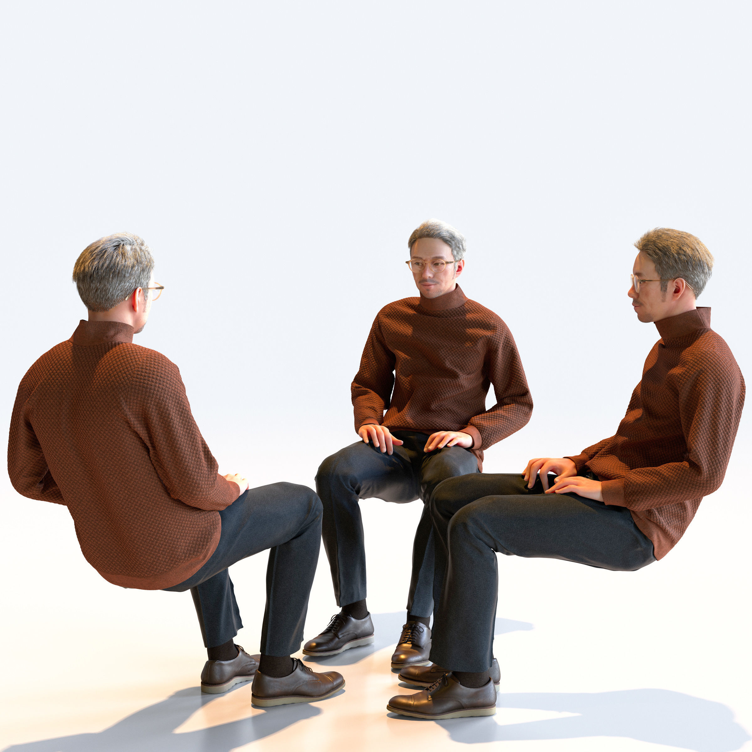 Posed Asian Casual Man - 5 Pack 4 - C1-M4G 3D model_15