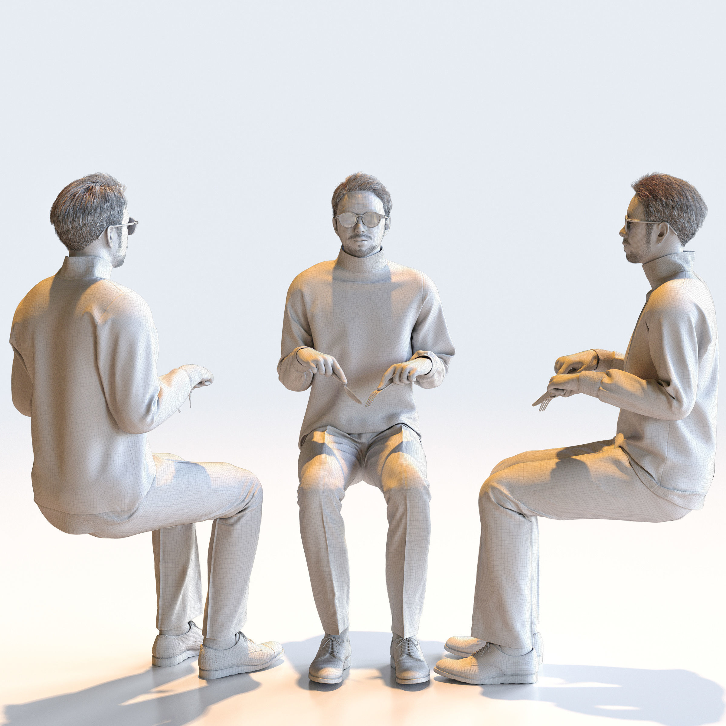 Posed Asian Casual Man - 5 Pack 4 - C1-M4G 3D model_4