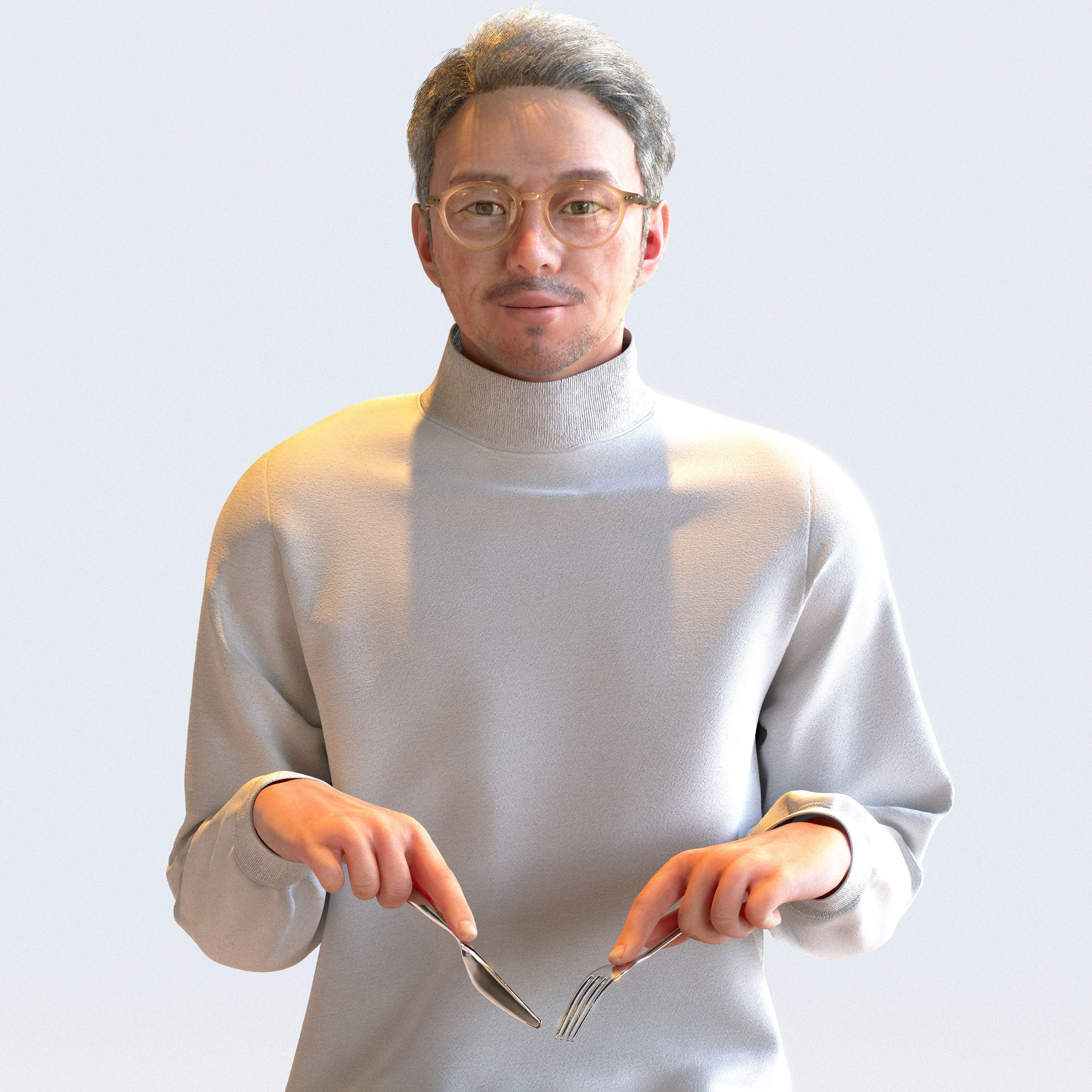 Posed Asian Casual Man - 5 Pack 4 - C1-M4G 3D model_2