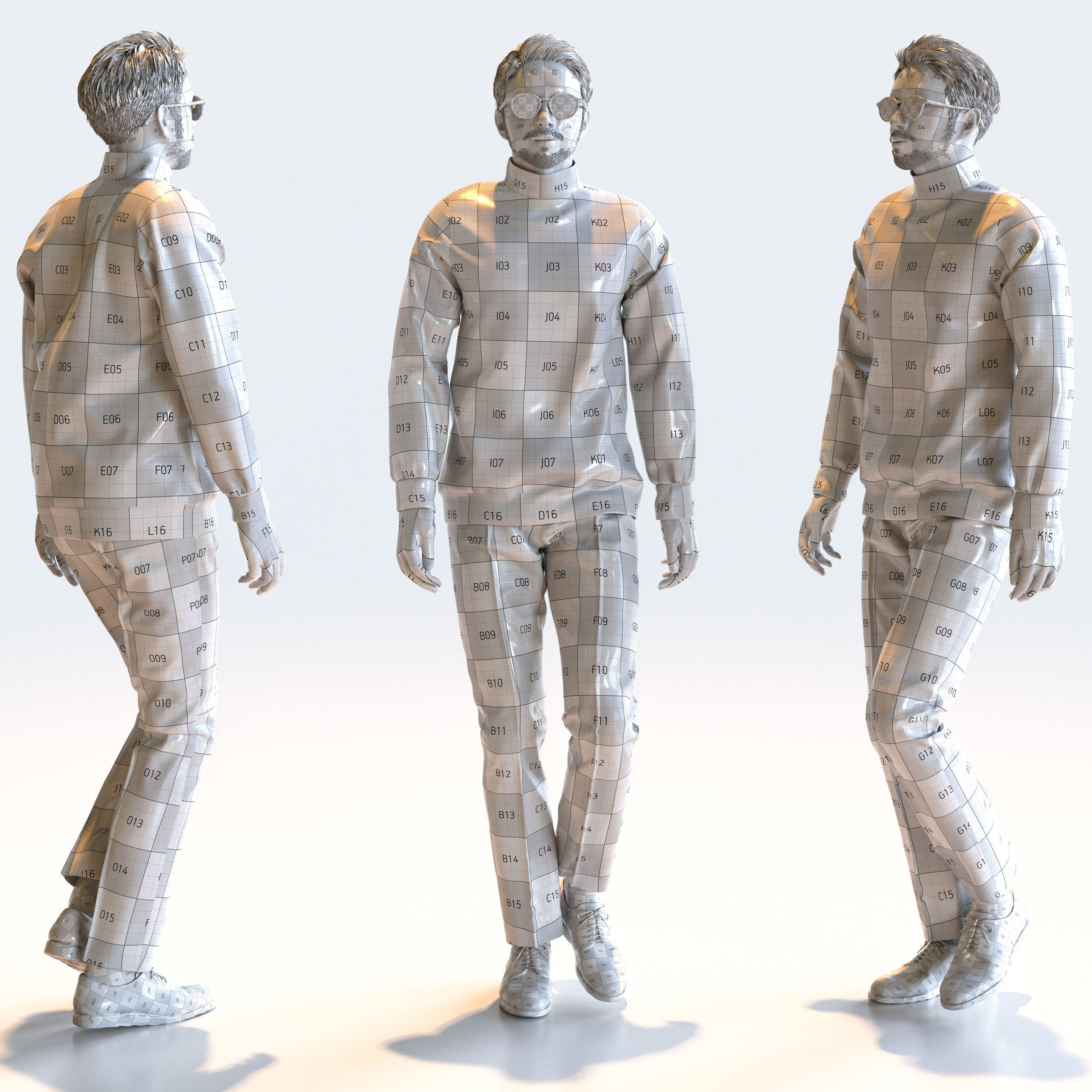 Posed Asian Casual Man - 5 Pack 4 - C1-M4G 3D model_21