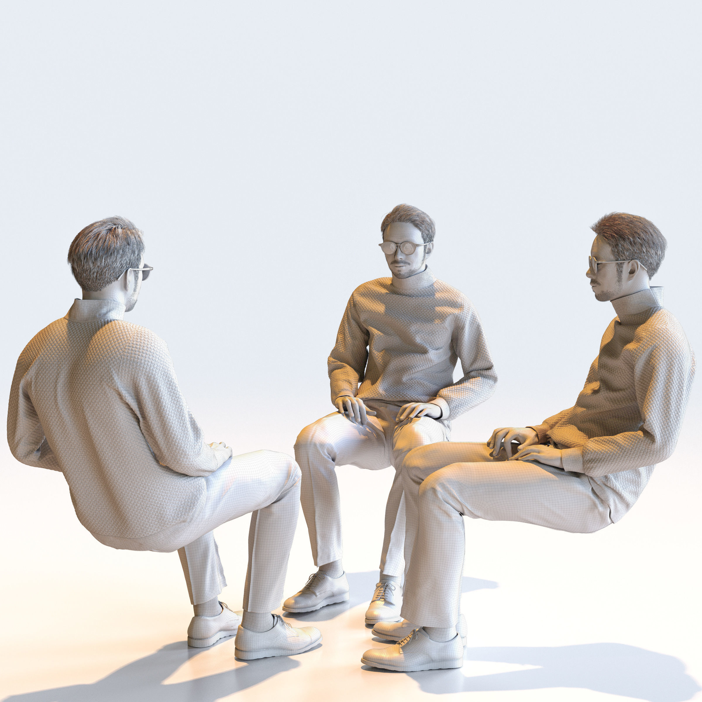 Posed Asian Casual Man - 5 Pack 4 - C1-M4G 3D model_16