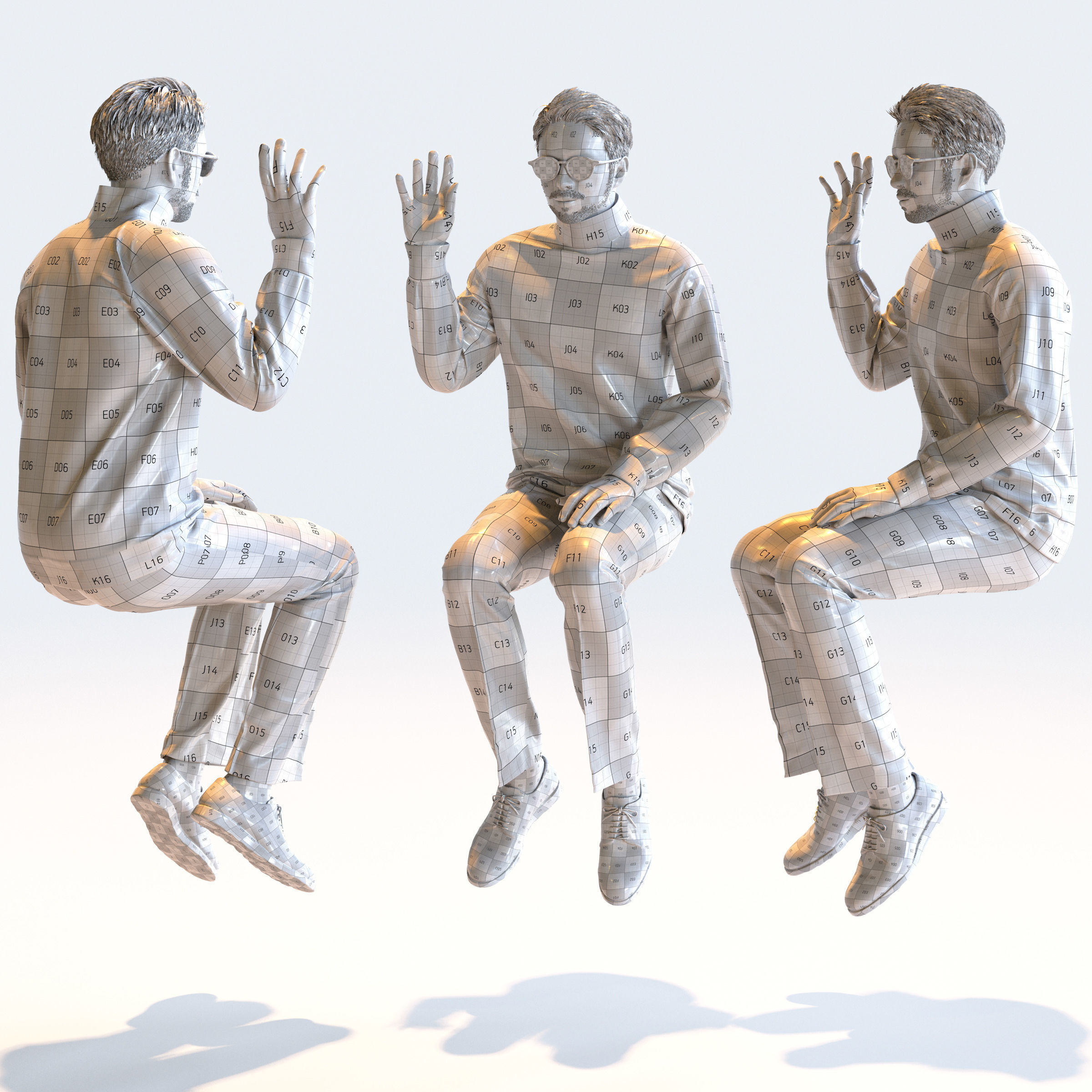 Posed Asian Casual Man - 5 Pack 4 - C1-M4G 3D model_9