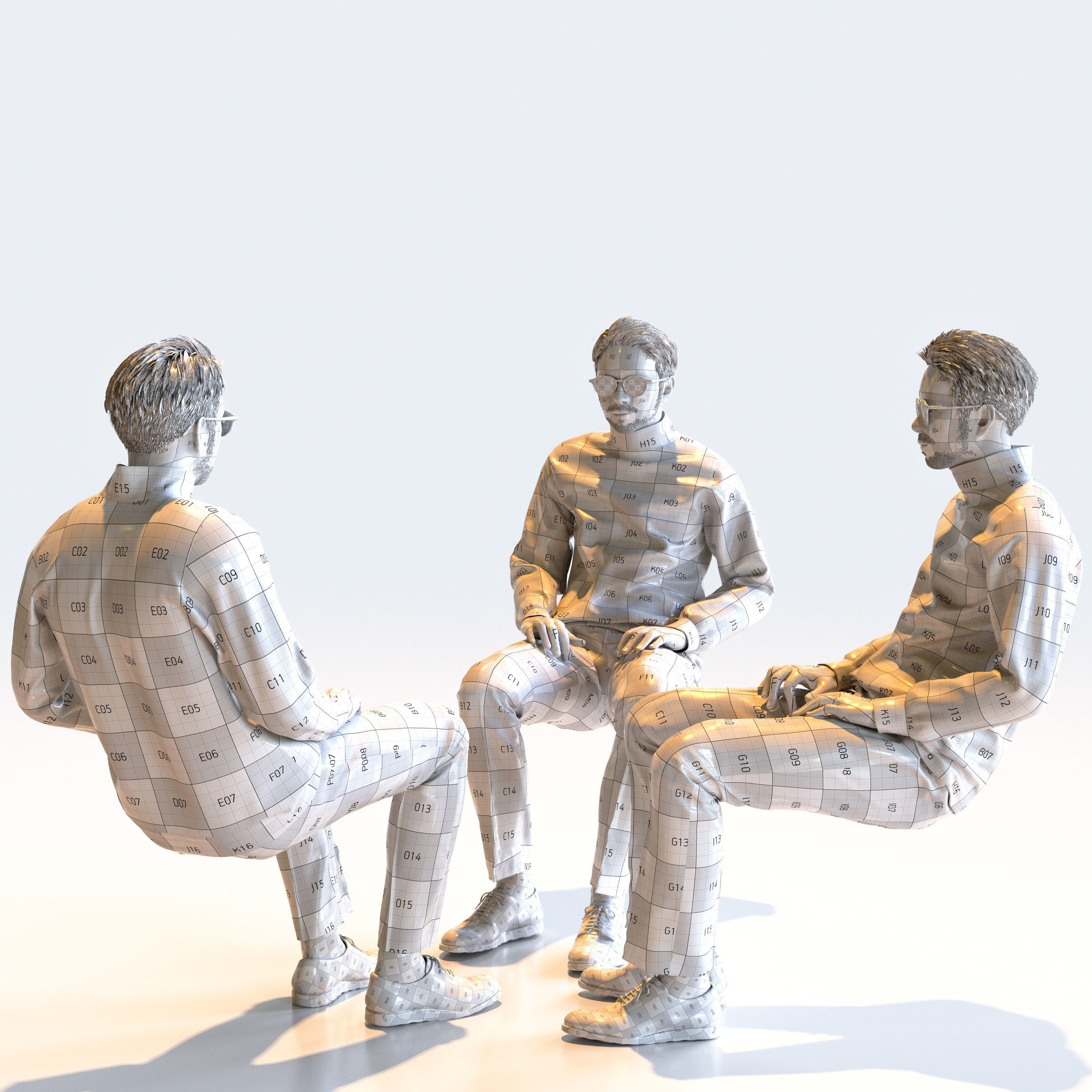 Posed Asian Casual Man - 5 Pack 4 - C1-M4G 3D model_17