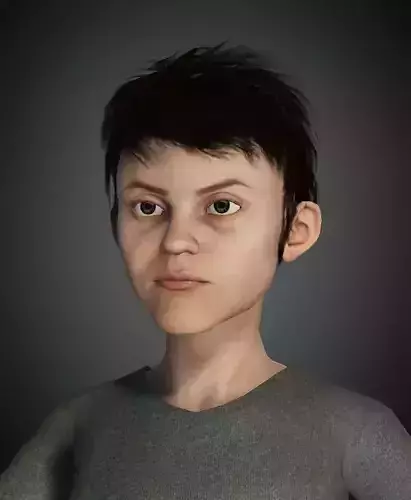 Village or Street boy  rigged 3D model