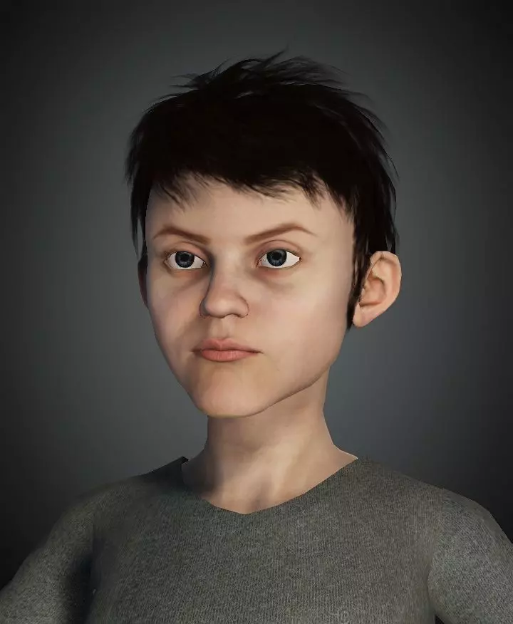 Village or Street boy rigged 3D model 3D model