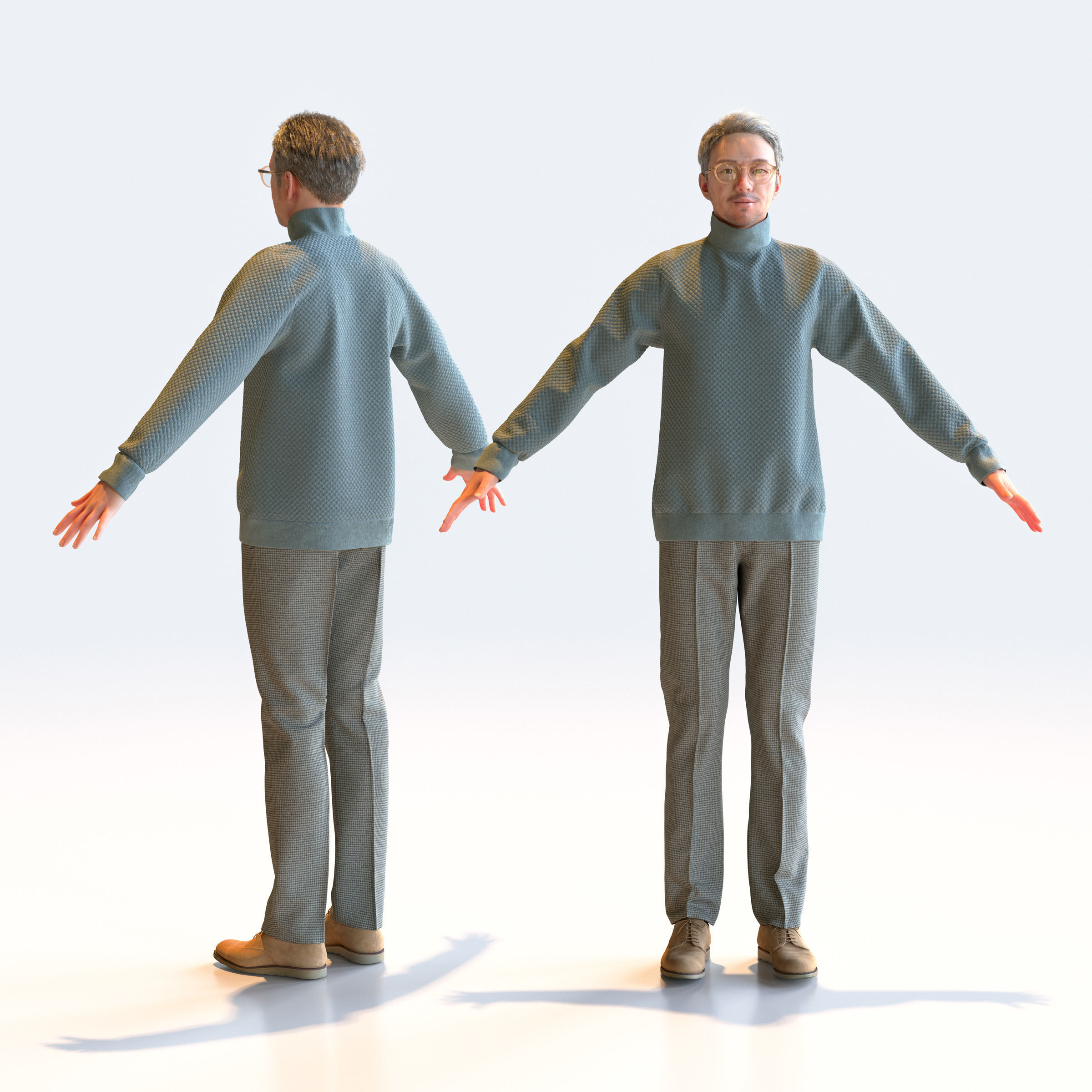 Asian Casual Man in A-pose 4 - C1-M4G A 3D model_1
