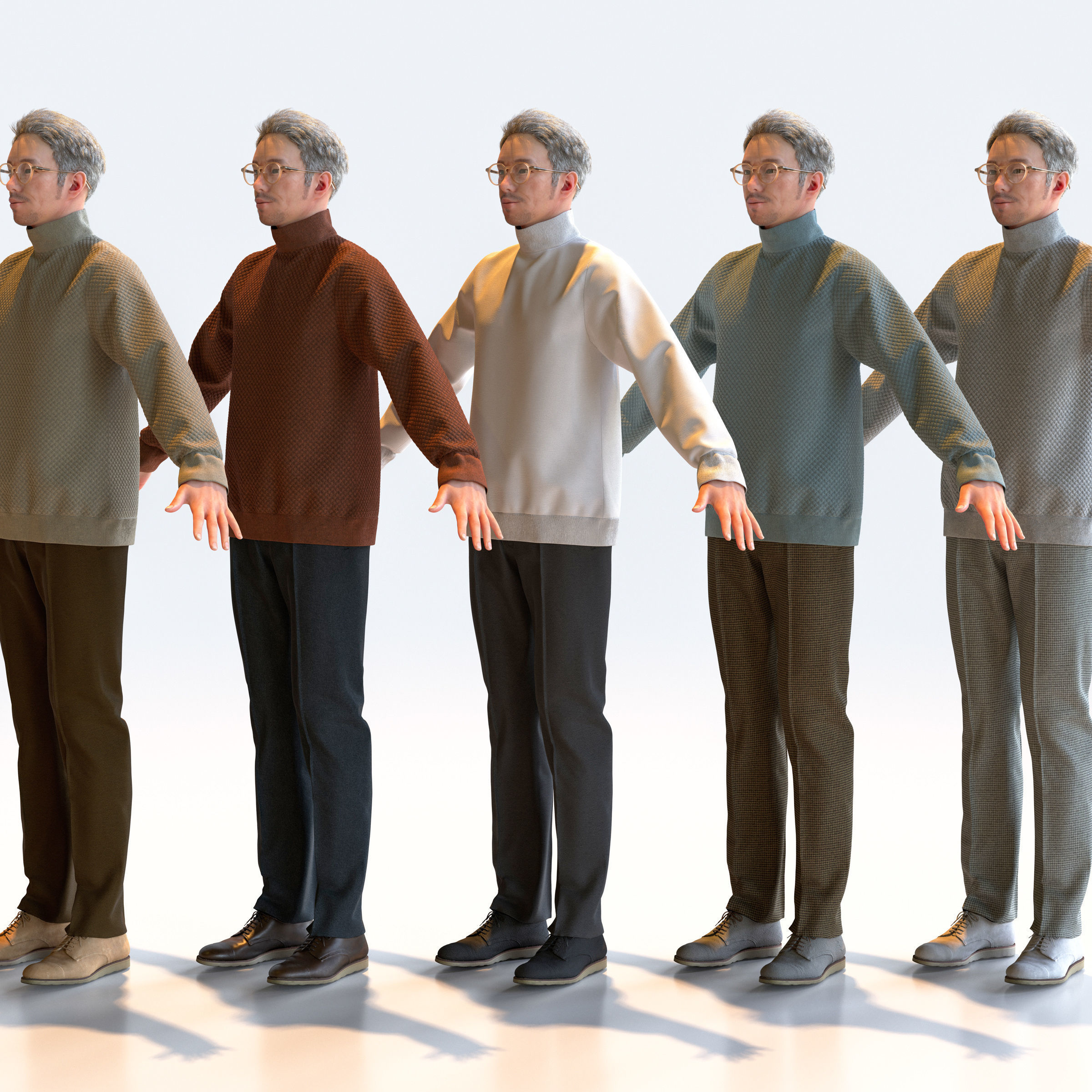 Asian Casual Man in A-pose 4 - C1-M4G A 3D model_4