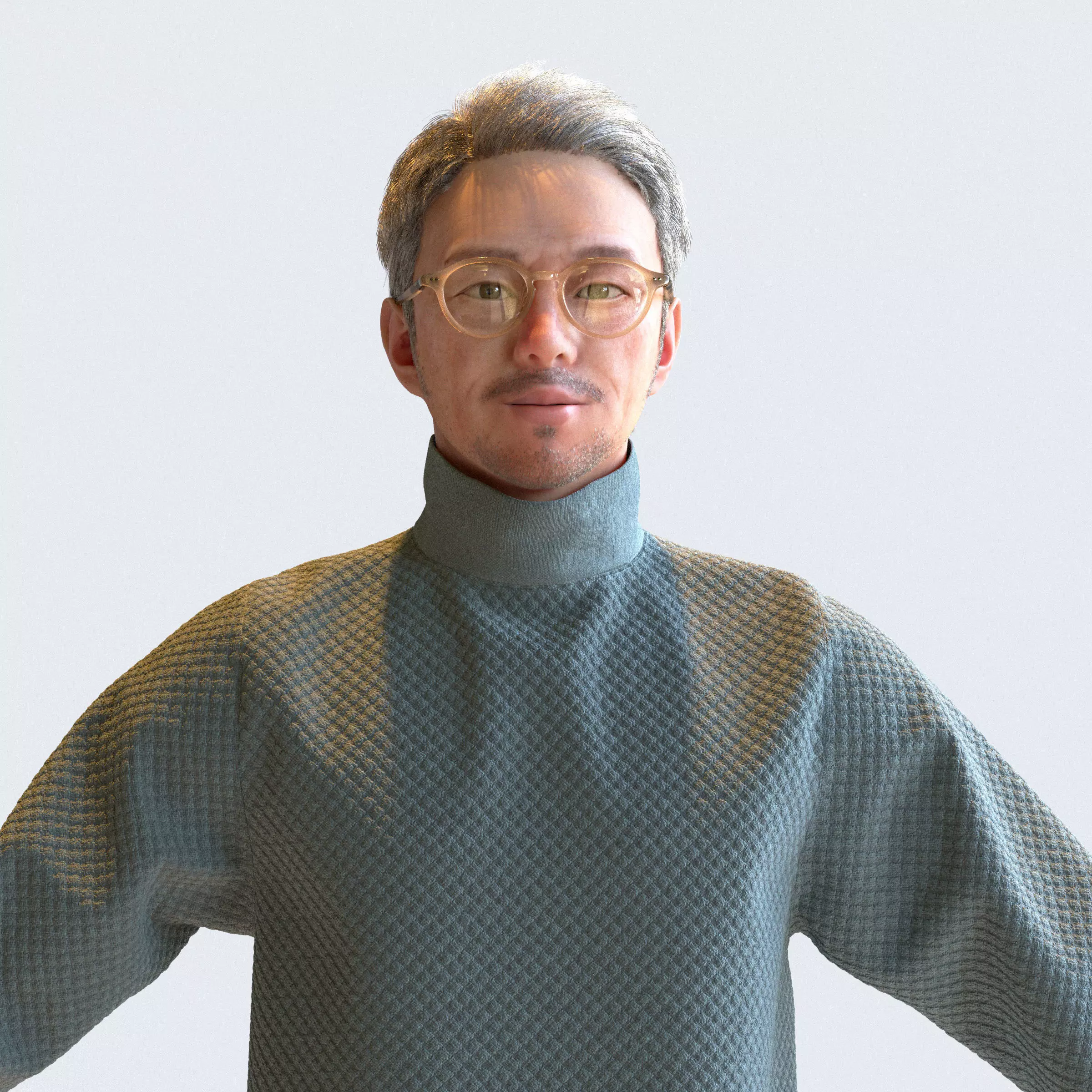 Asian Casual Man in A-pose 4 - C1-M4G A 3D model_0
