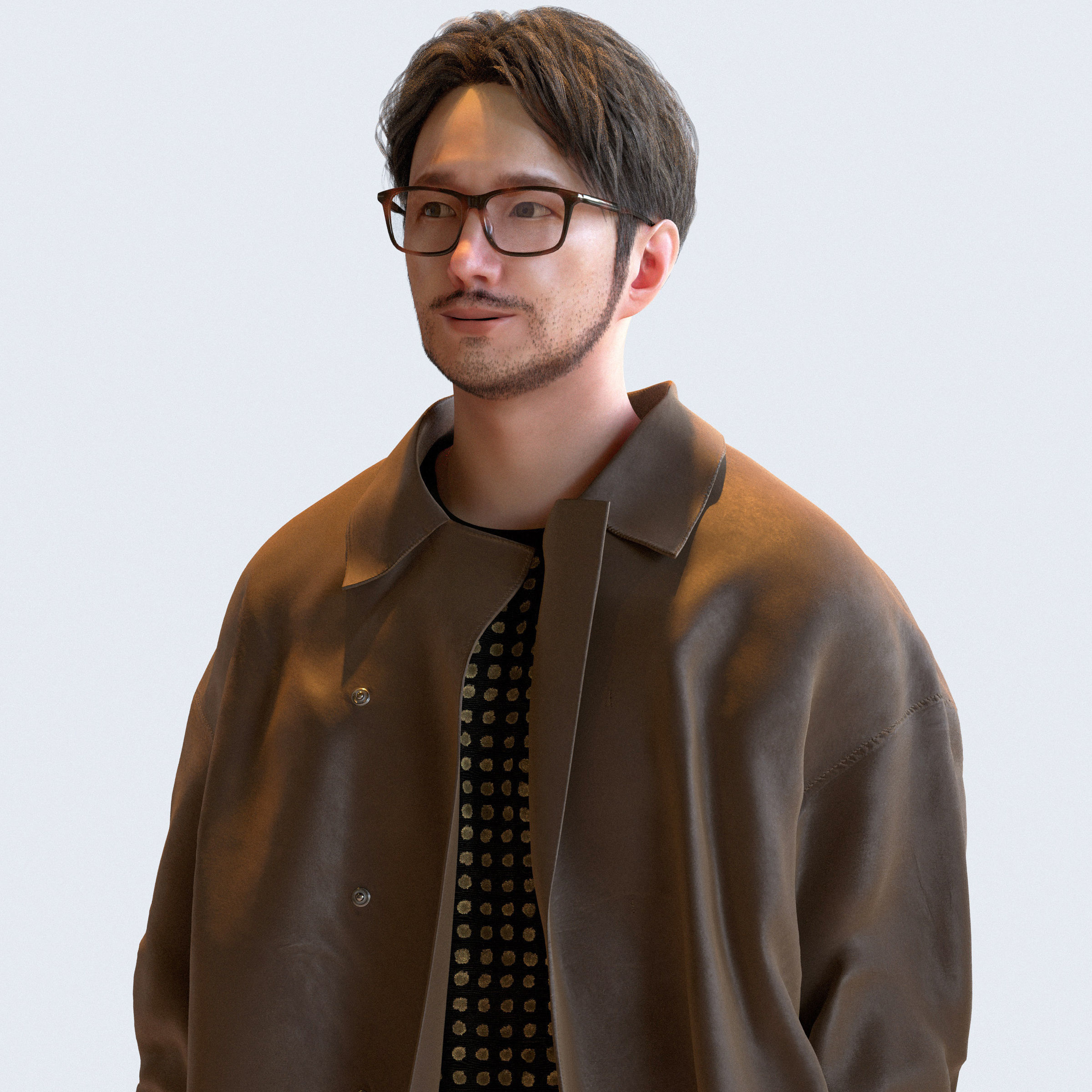 Posed Asian Casual Man - 5 Pack 5 - C1-M5U 3D model_18