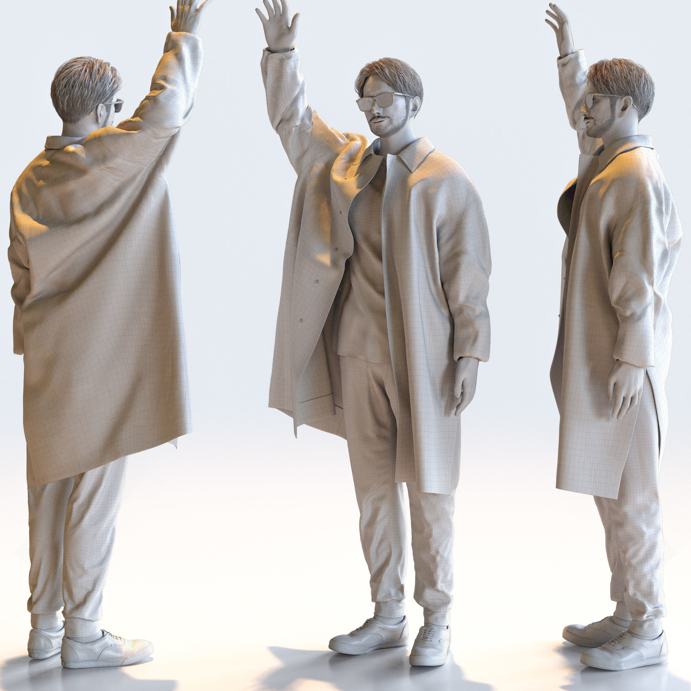 Posed Asian Casual Man - 5 Pack 5 - C1-M5U 3D model_8