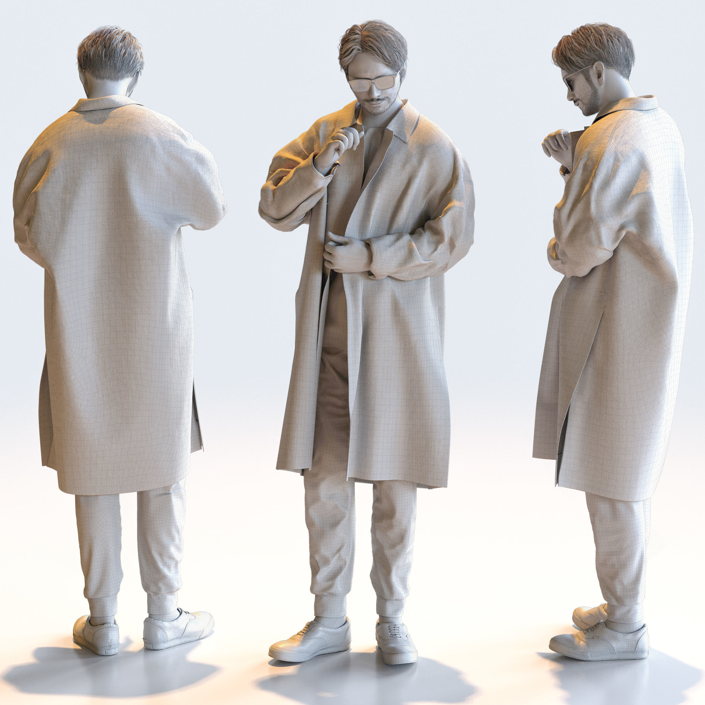 Posed Asian Casual Man - 5 Pack 5 - C1-M5U 3D model_12