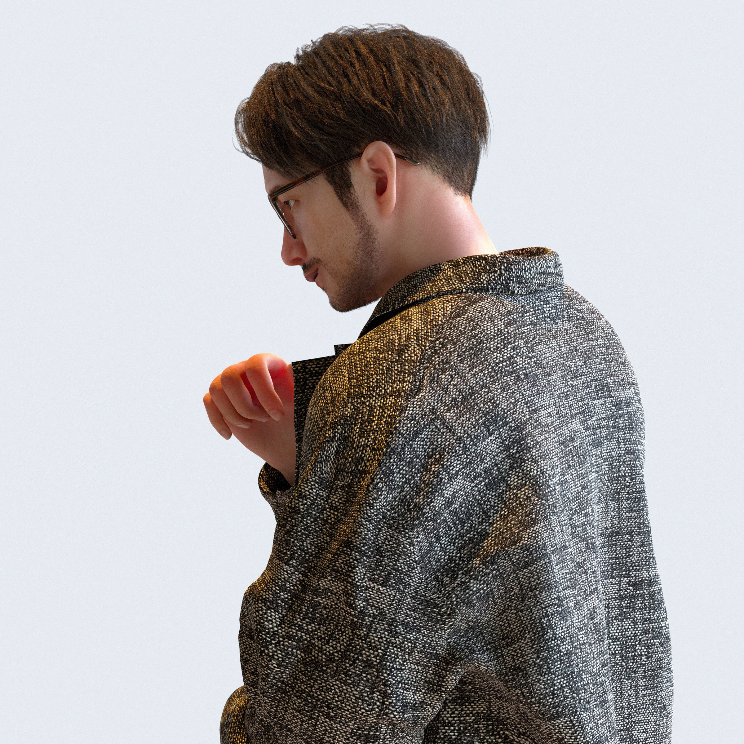 Posed Asian Casual Man - 5 Pack 5 - C1-M5U 3D model_10