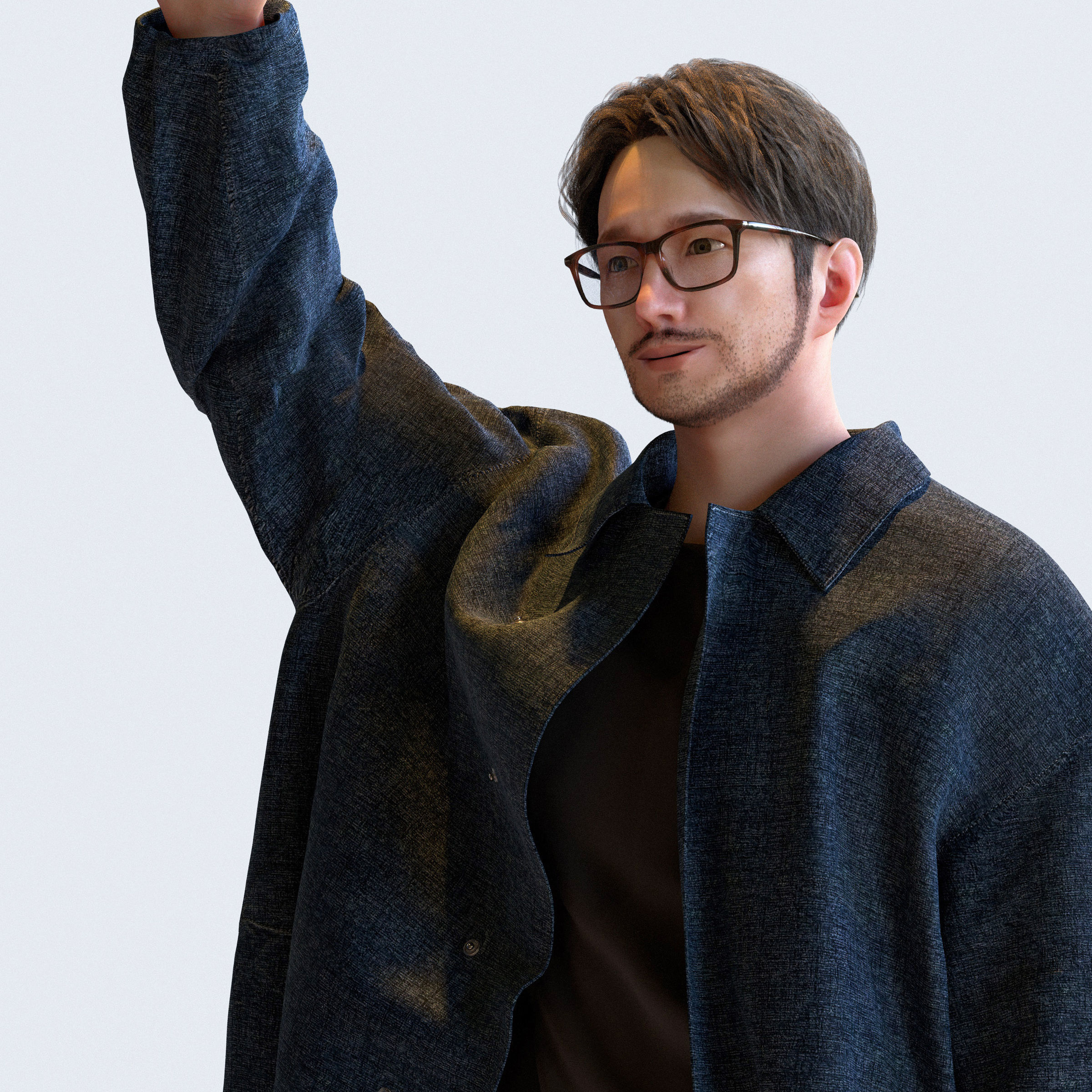 Posed Asian Casual Man - 5 Pack 5 - C1-M5U 3D model_6