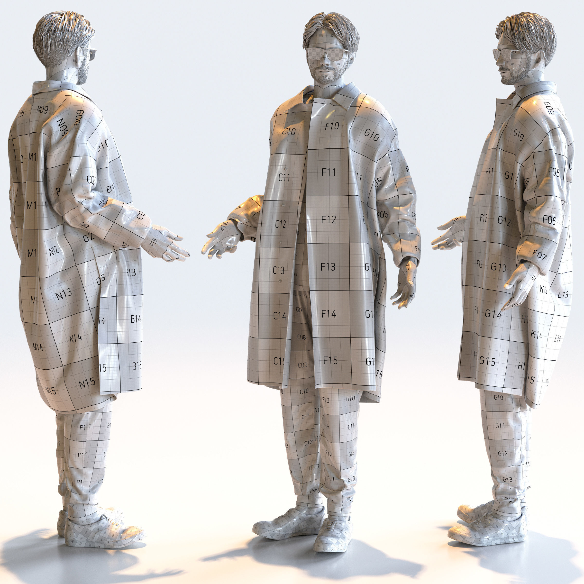 Posed Asian Casual Man - 5 Pack 5 - C1-M5U 3D model_5