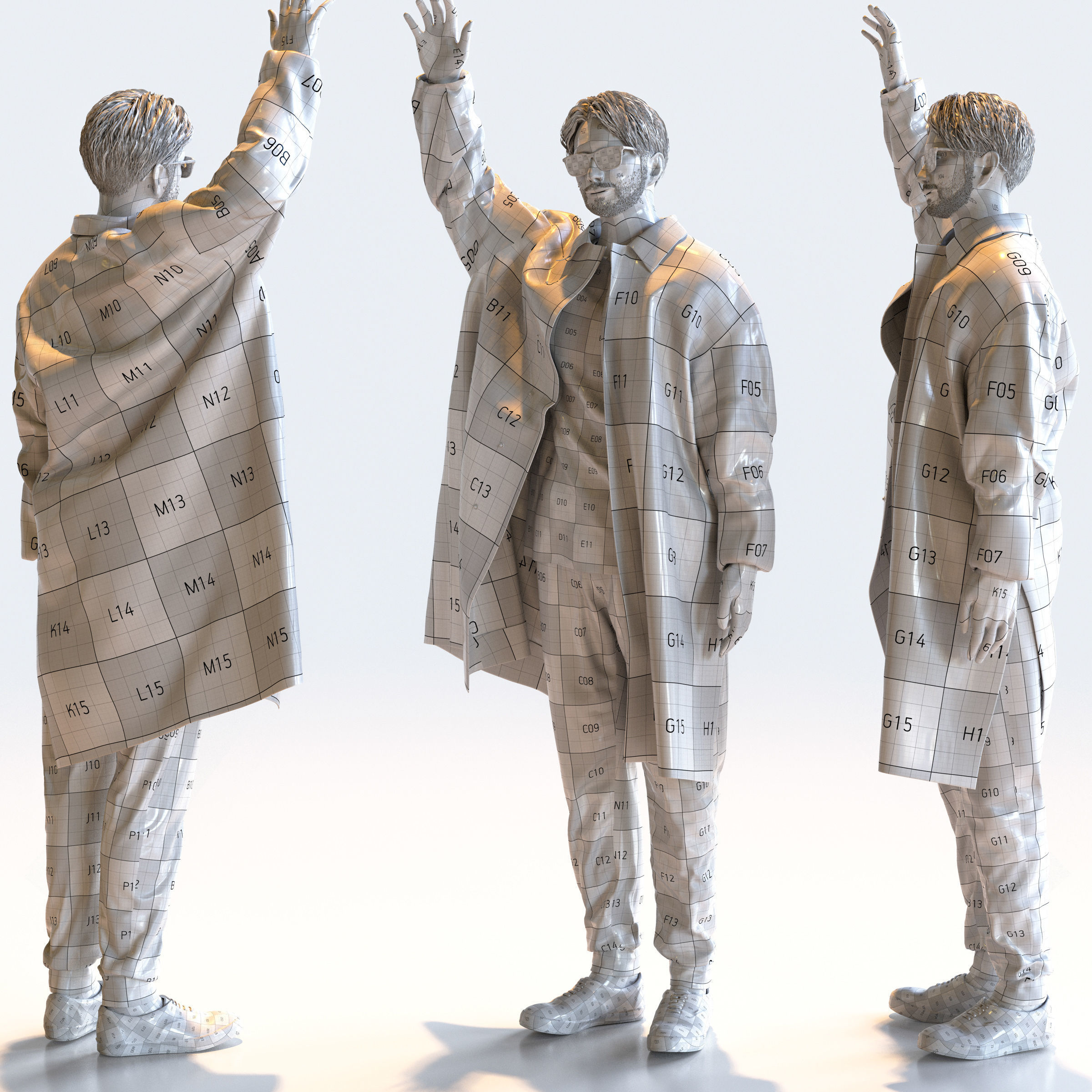 Posed Asian Casual Man - 5 Pack 5 - C1-M5U 3D model_9