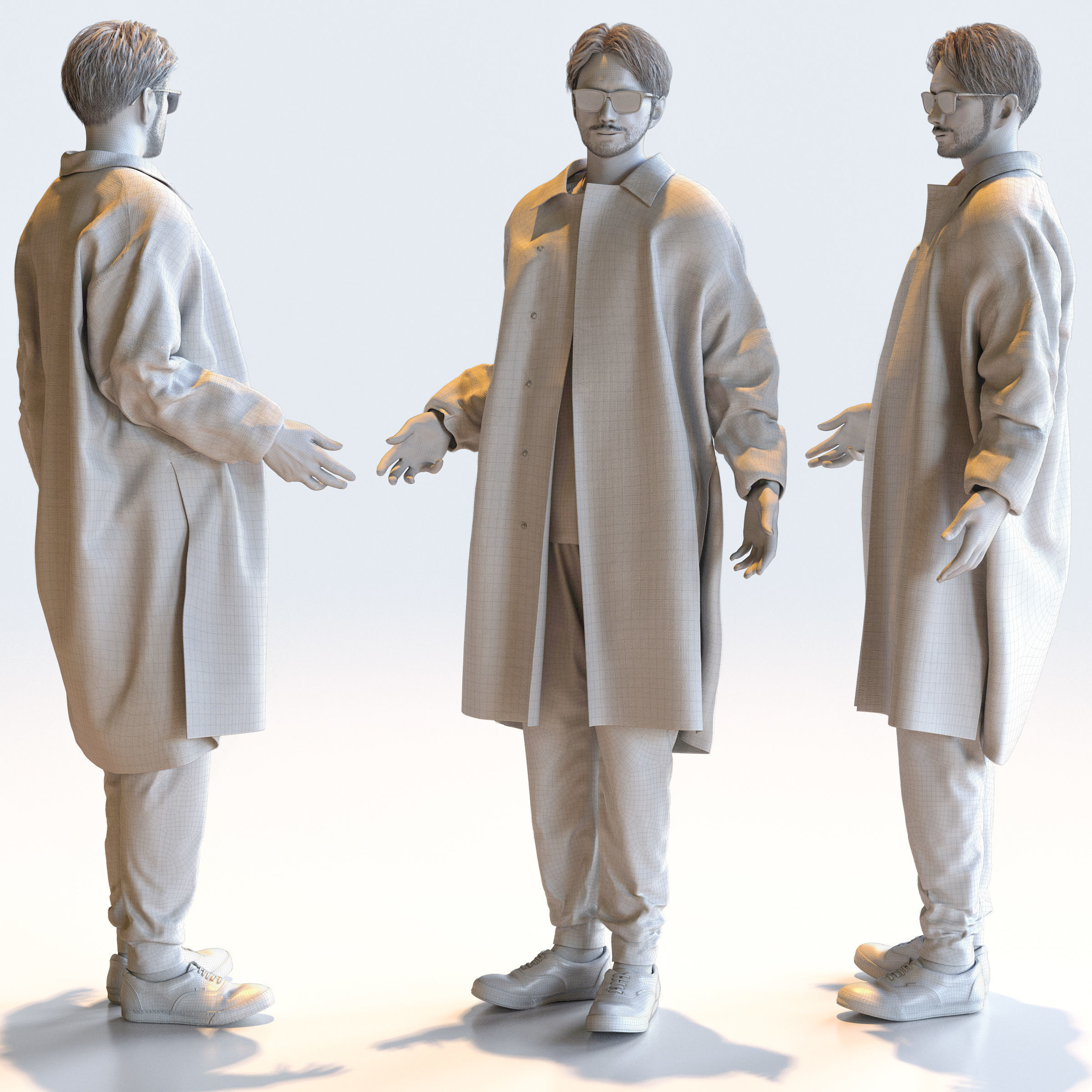 Posed Asian Casual Man - 5 Pack 5 - C1-M5U 3D model_4