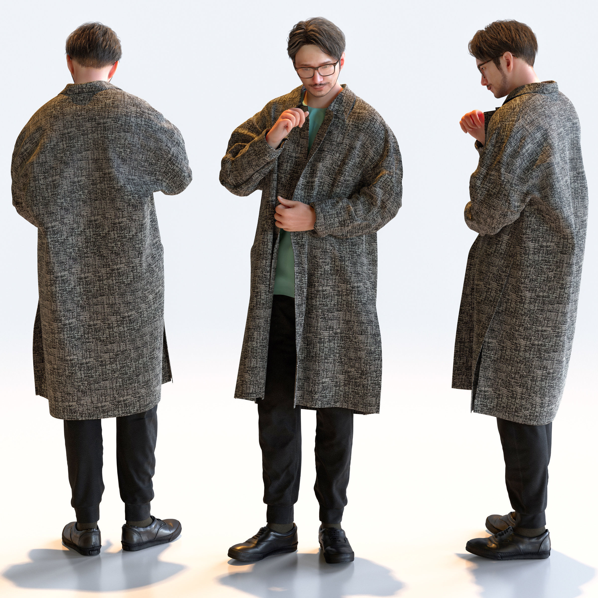 Posed Asian Casual Man - 5 Pack 5 - C1-M5U 3D model_11