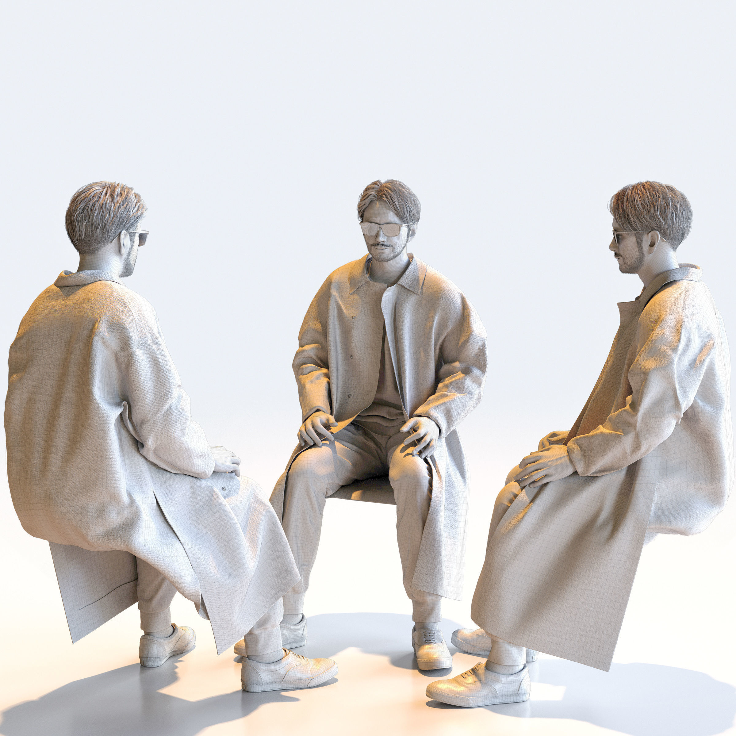 Posed Asian Casual Man - 5 Pack 5 - C1-M5U 3D model_16