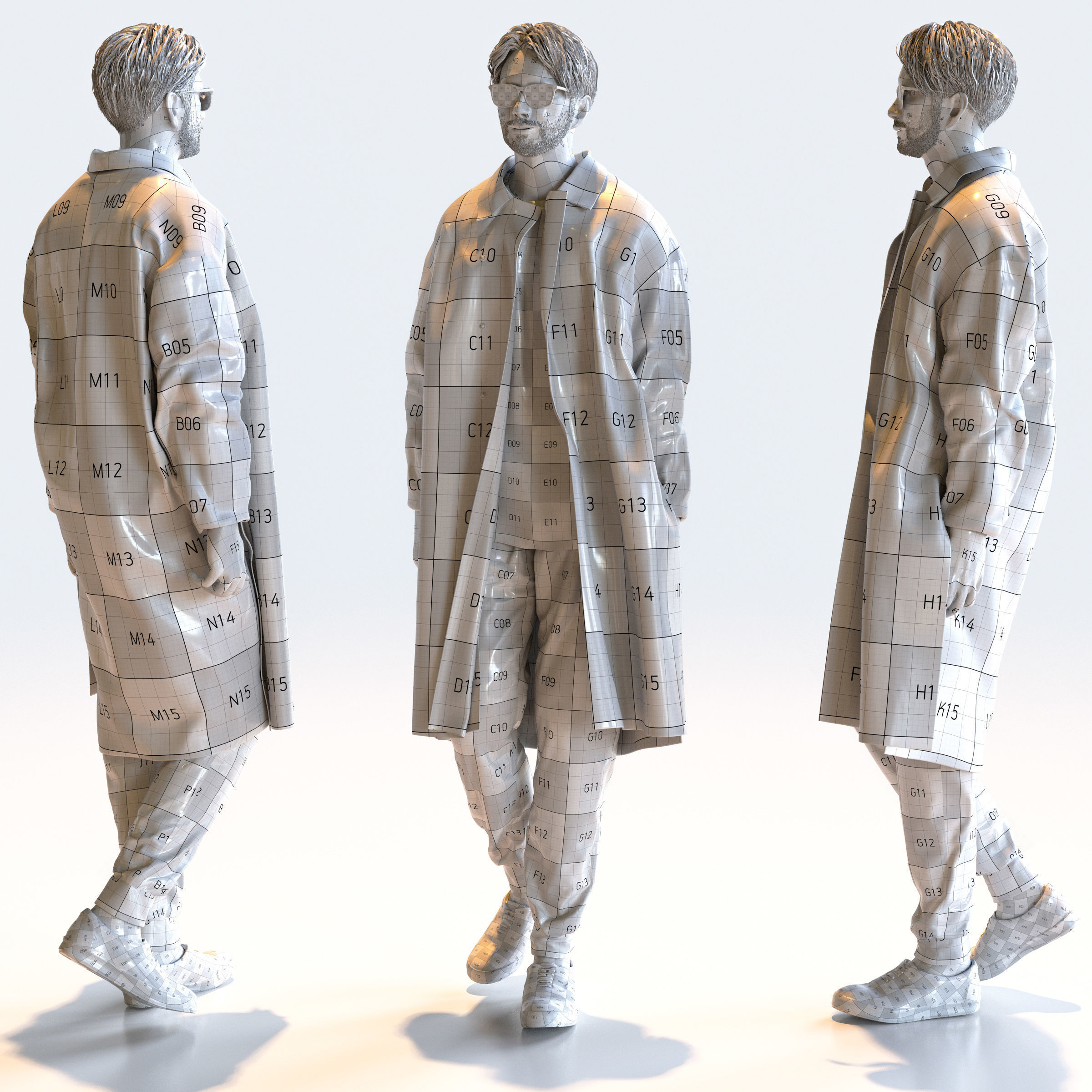 Posed Asian Casual Man - 5 Pack 5 - C1-M5U 3D model_21