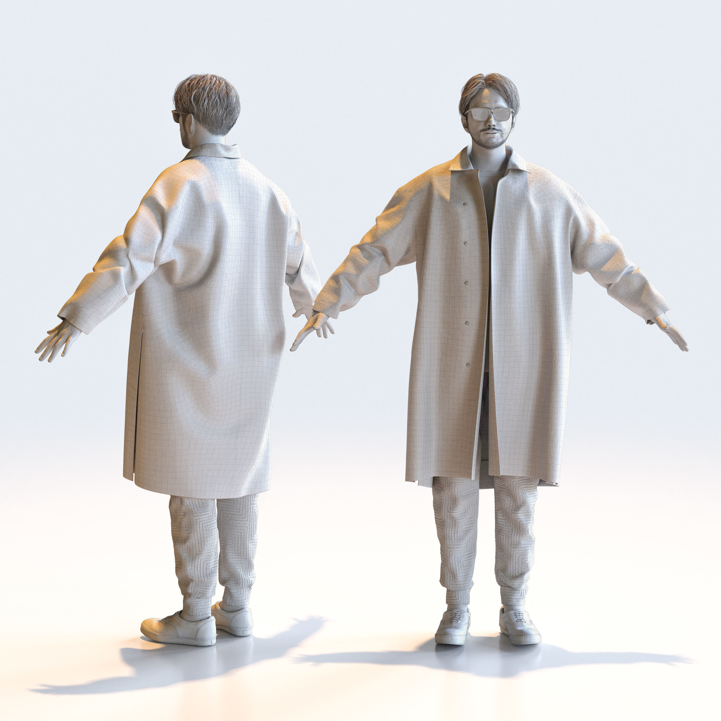 Asian Casual Man in A-pose 5 - C1-M5U A 3D model_2