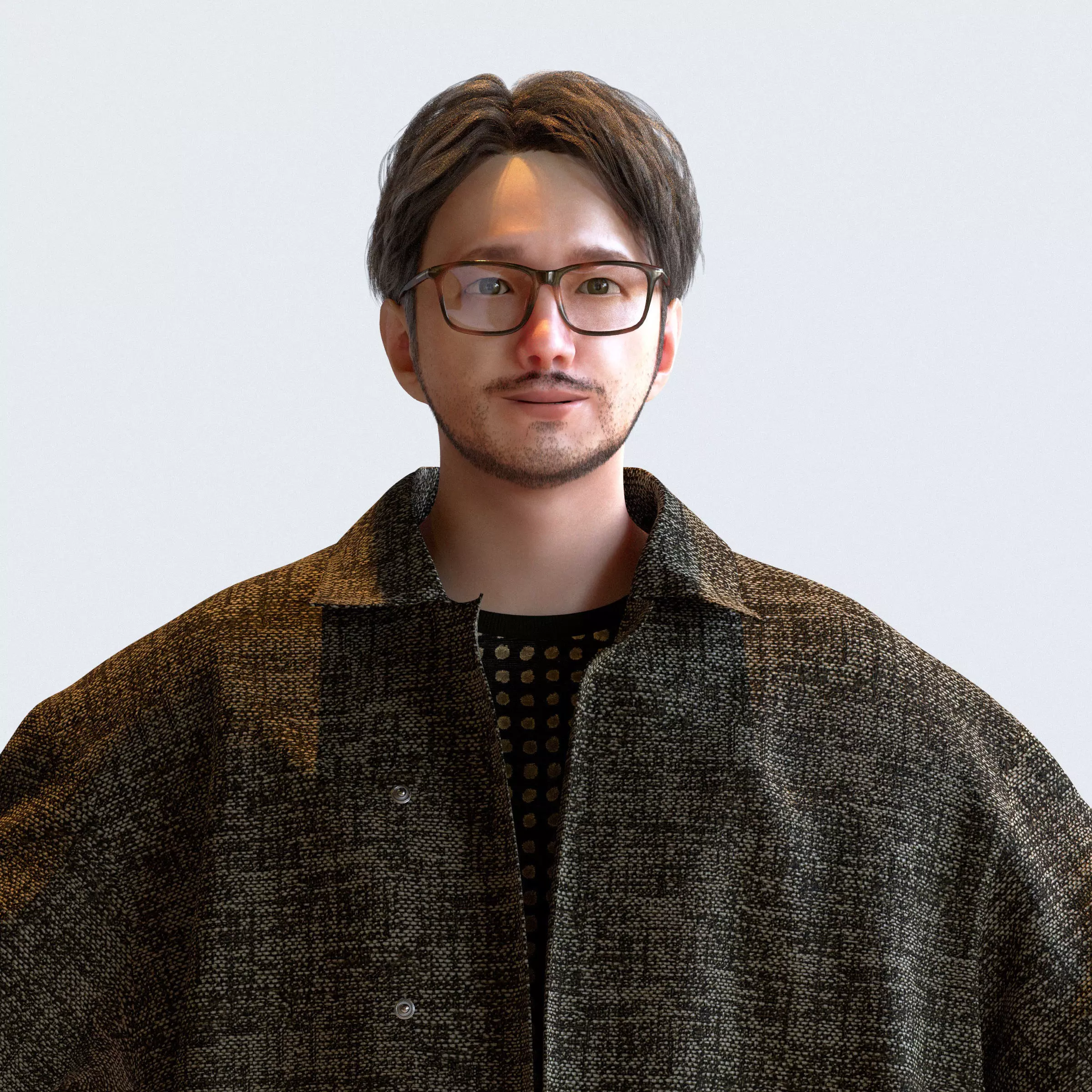 Asian Casual Man in A-pose 5 - C1-M5U A 3D model_0