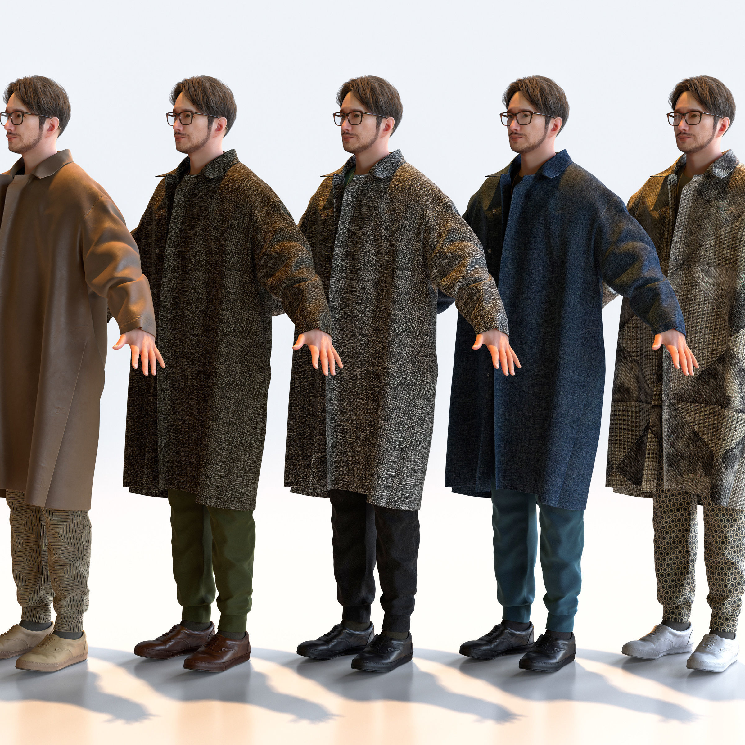 Asian Casual Man in A-pose 5 - C1-M5U A 3D model_4