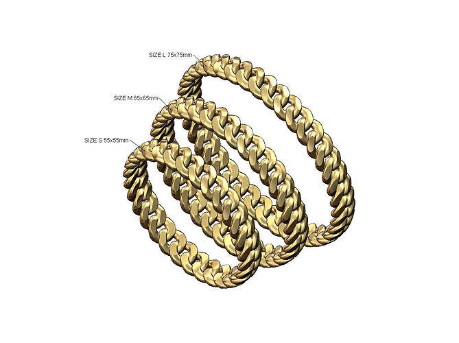 Chunky solid cuban link chain bangle 3D print model