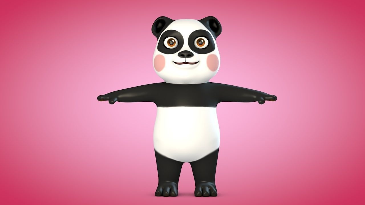 Panda bear Low-poly 3D model_1