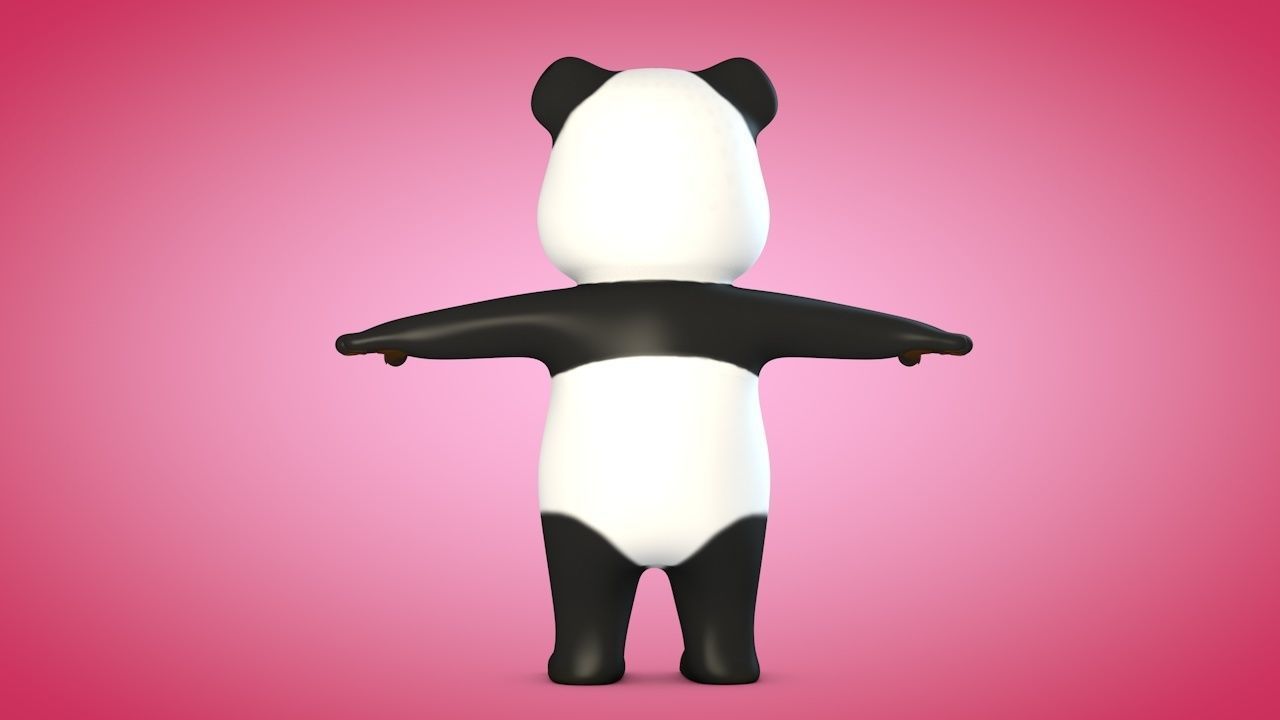 Panda bear Low-poly 3D model_5