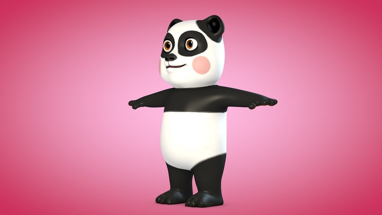 Panda bear Low-poly 3D model_2