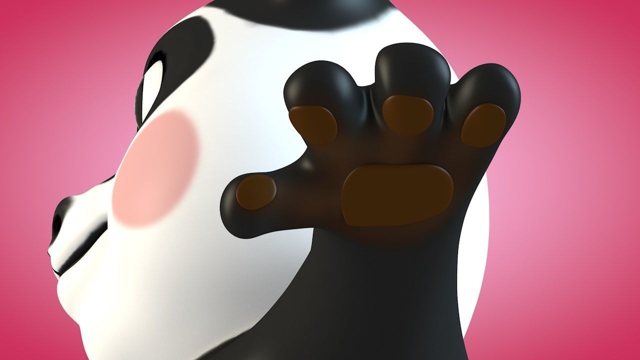 Panda bear Low-poly 3D model_7
