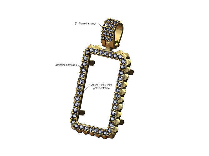 Pyramid Pamp Suisse gold bar diamond frame with bail 3D print model