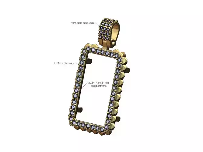 Pyramid Pamp Suisse gold bar diamond frame with bail
