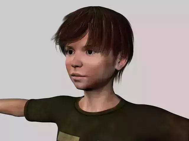 Village street poor boy  rigged 3D model