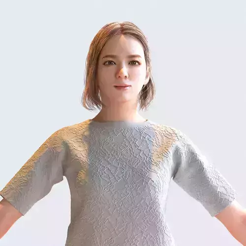 Asian Casual Woman in A-pose 2 - C1-F2T A 3D model