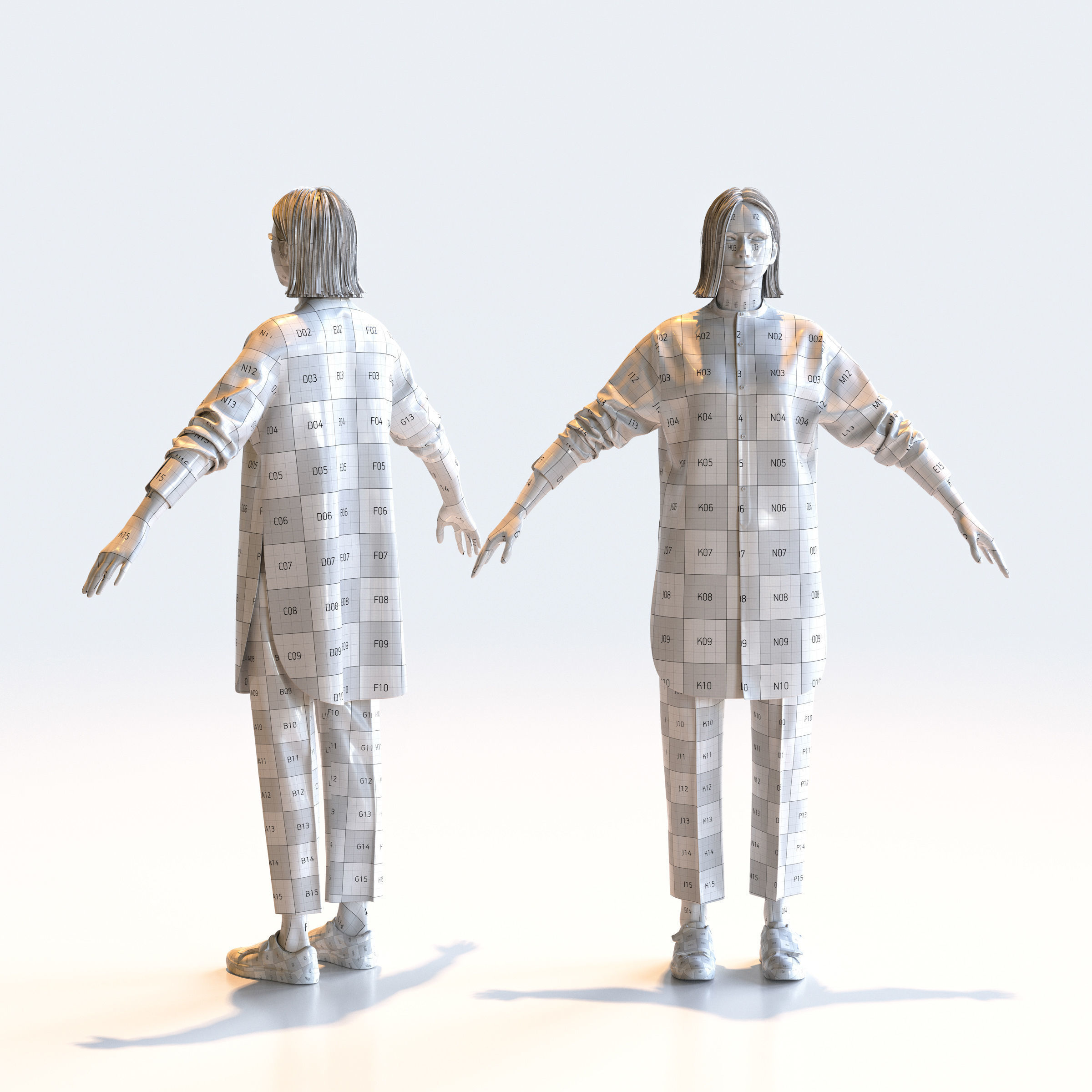 Asian Casual Woman in A-pose 3 - C1-F3F A 3D model_3