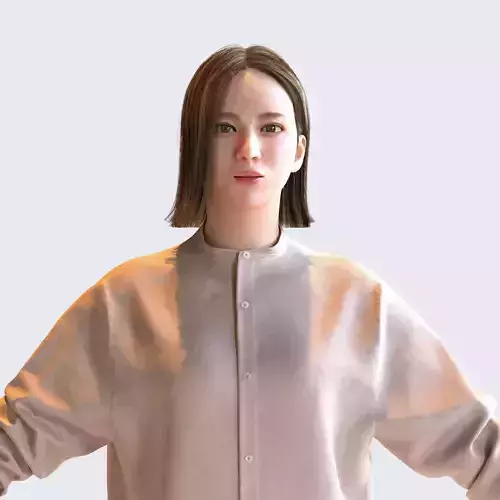 Asian Casual Woman in A-pose 3 - C1-F3F A 3D model