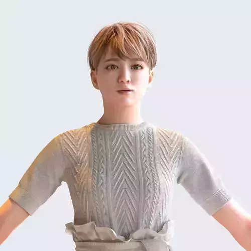 Asian Casual Woman in A-pose 4 - C1-F4K A 3D model