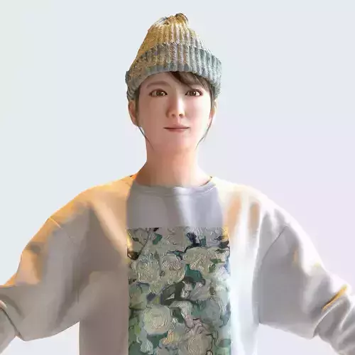 Asian Casual Woman in A-pose 5 - C1-F5M A 3D model