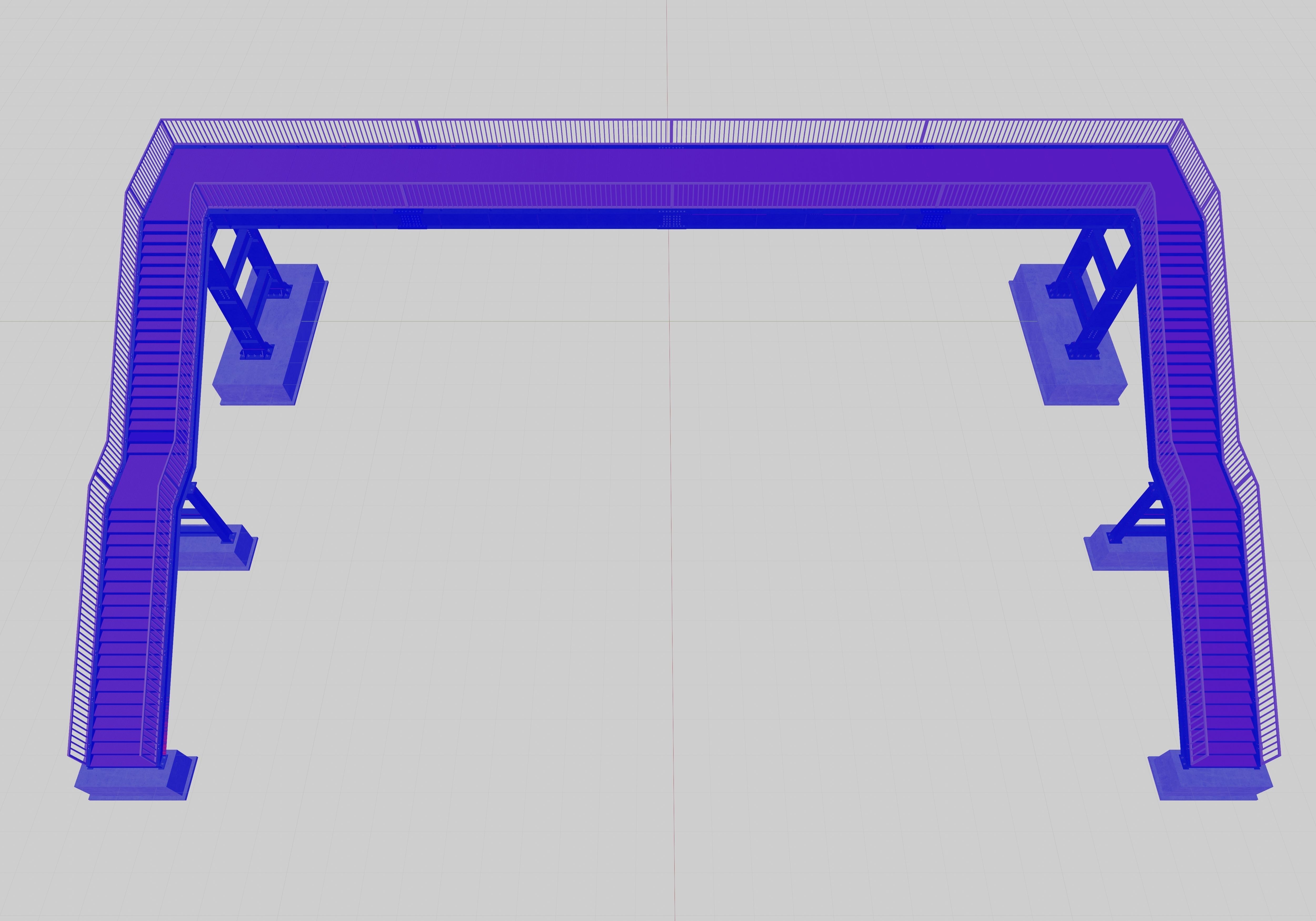 Steel Pedestrian Bridge - Two Columns - Straight Type-1 3D model_7
