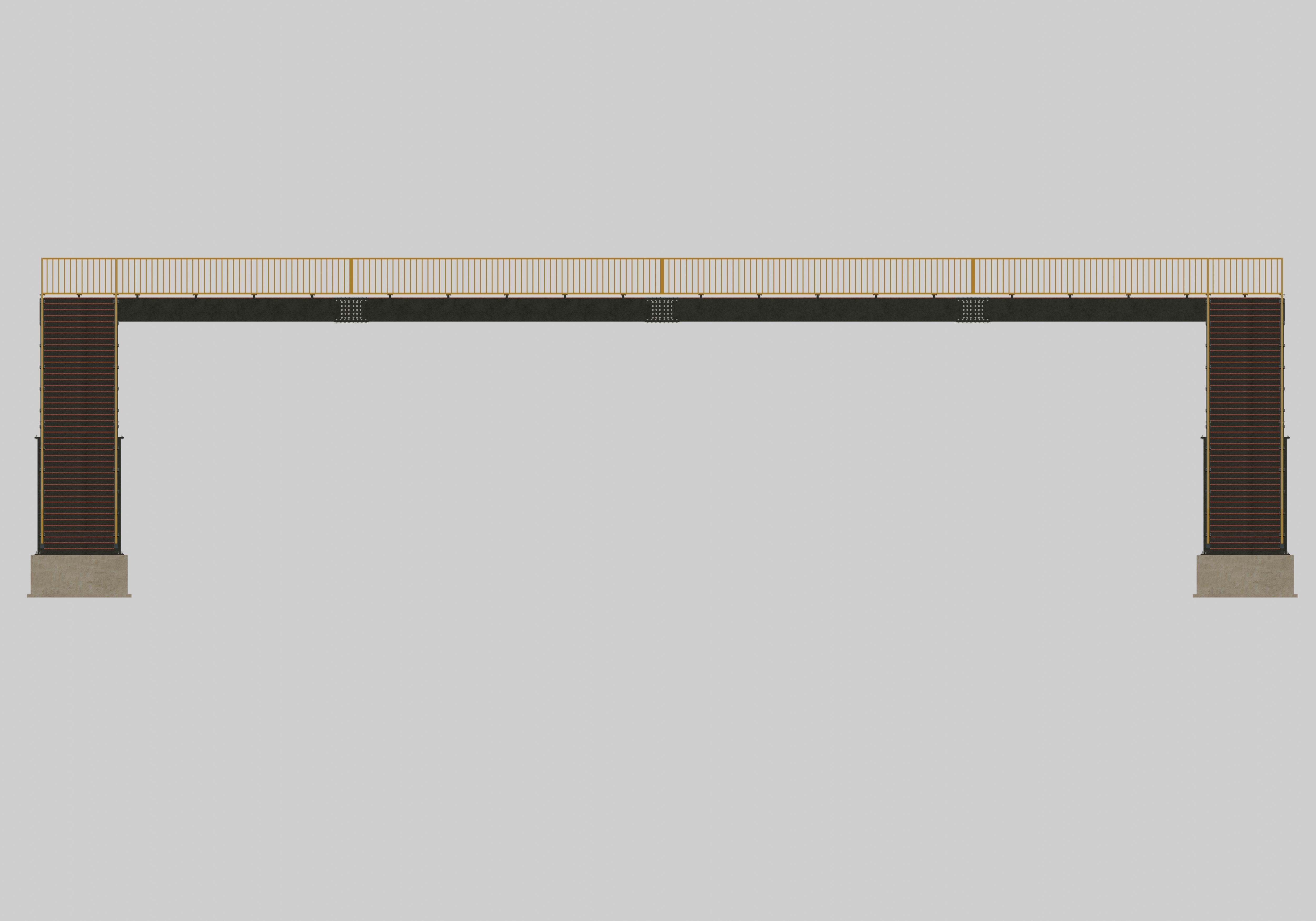Steel Pedestrian Bridge - Two Columns - Straight Type-1 3D model_27