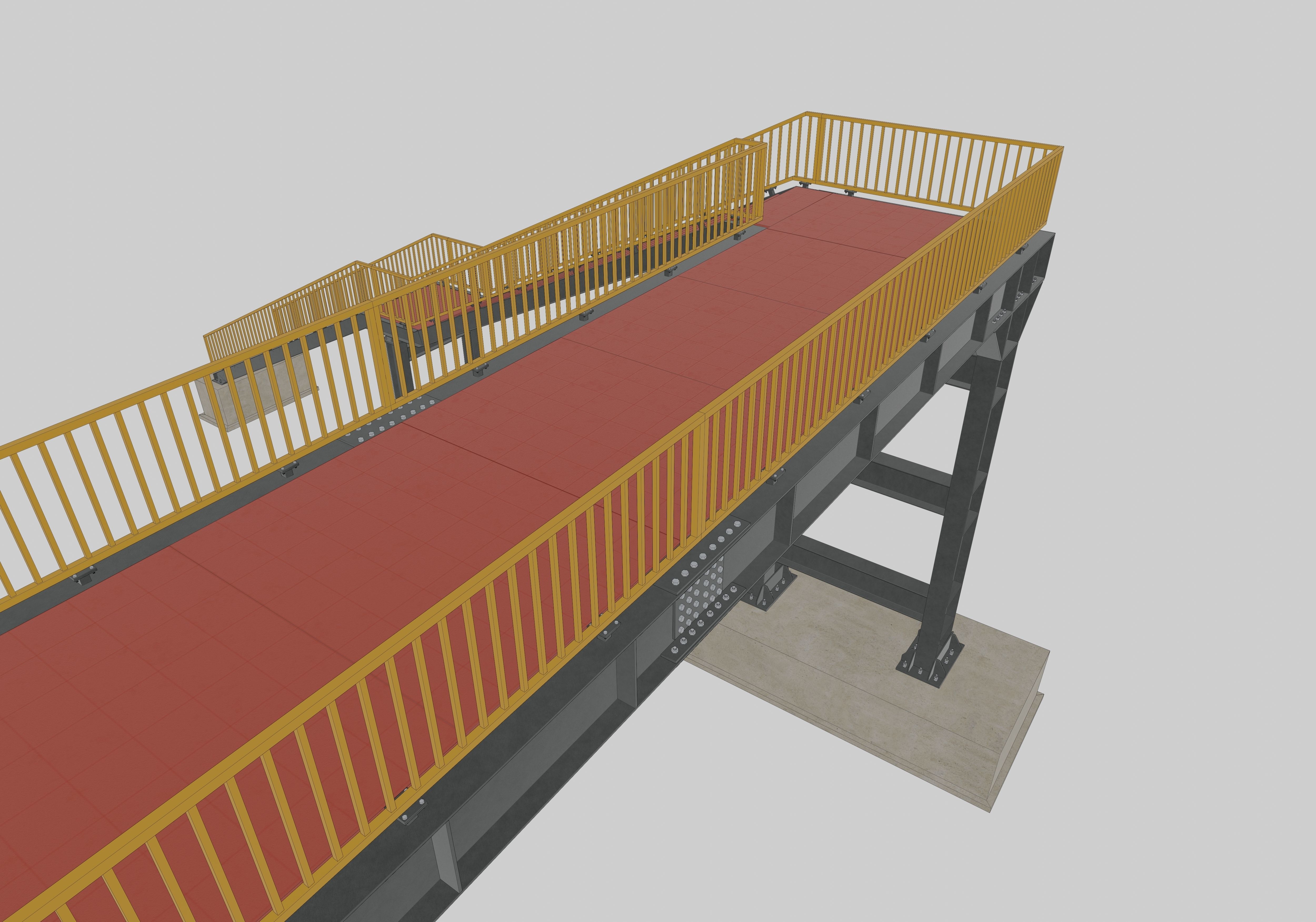 Steel Pedestrian Bridge - Two Columns - Straight Type-1 3D model_18